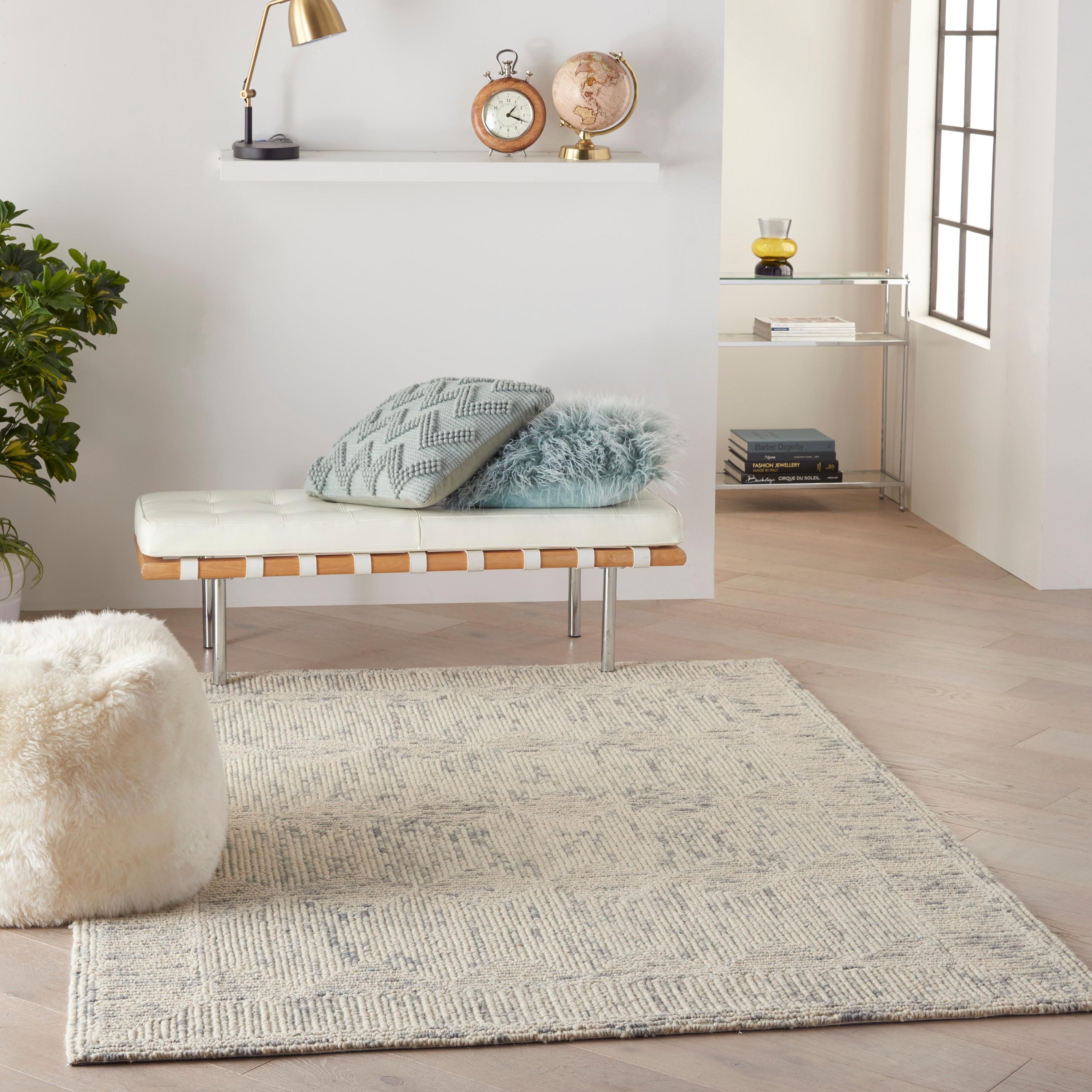 Nourison Vail Contemporary Indoor Area Rug Ivory Grey Teal 5'3" x 7'3"