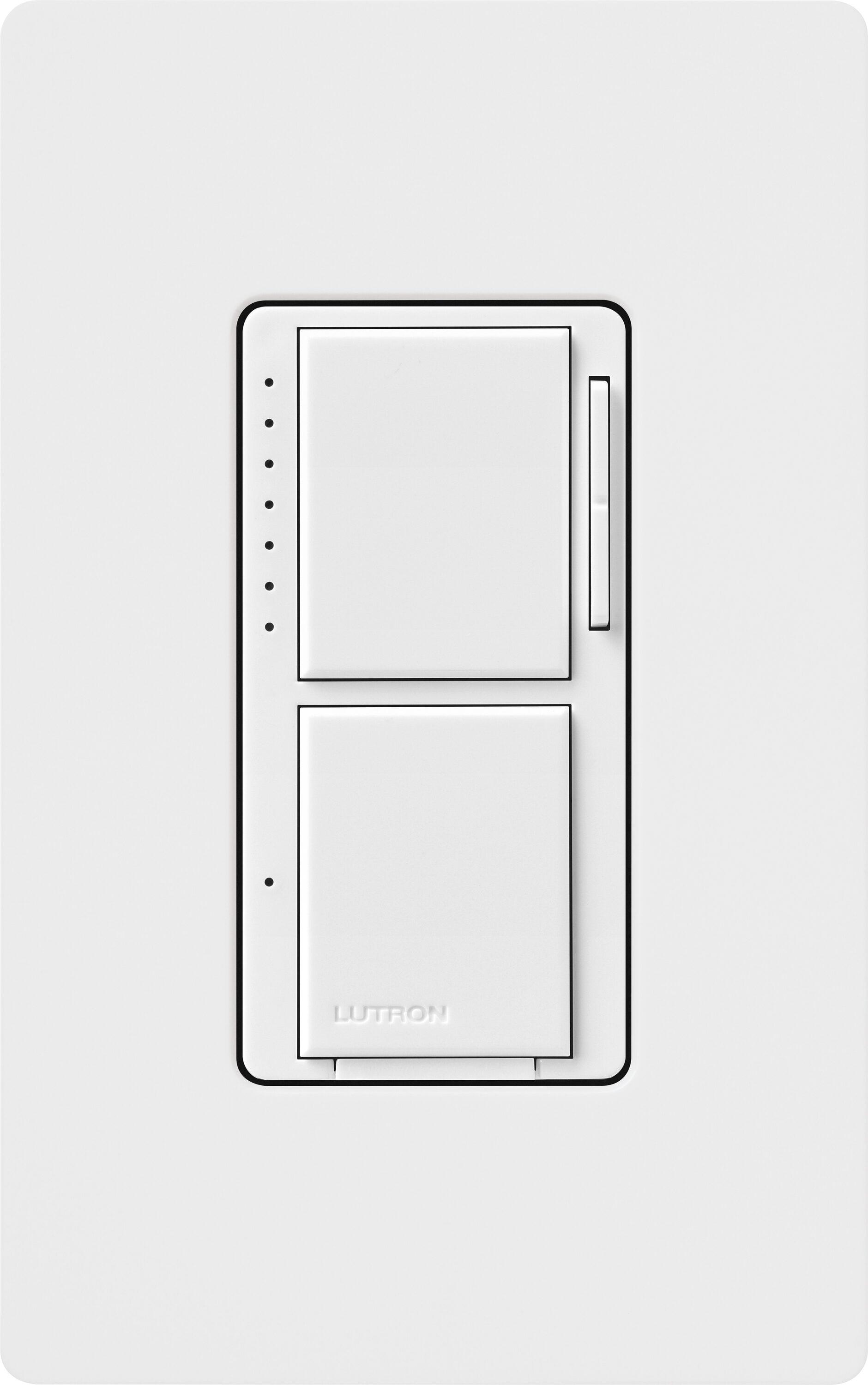 Lutron Maestro LED+ Dual Dimmer and Switch for 75-Watt LED Bulbs/2.5A Fans, Single Pole, White