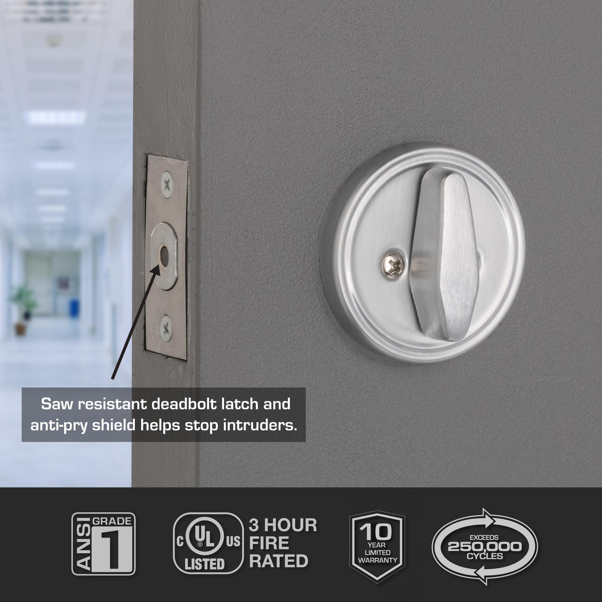 BRINKS Commercial - Single Cylinder Deadbolt Lock, Matte Black Finish - Meets ANSI Grade 1 Standards and has 3-Hour UL Fire Rating