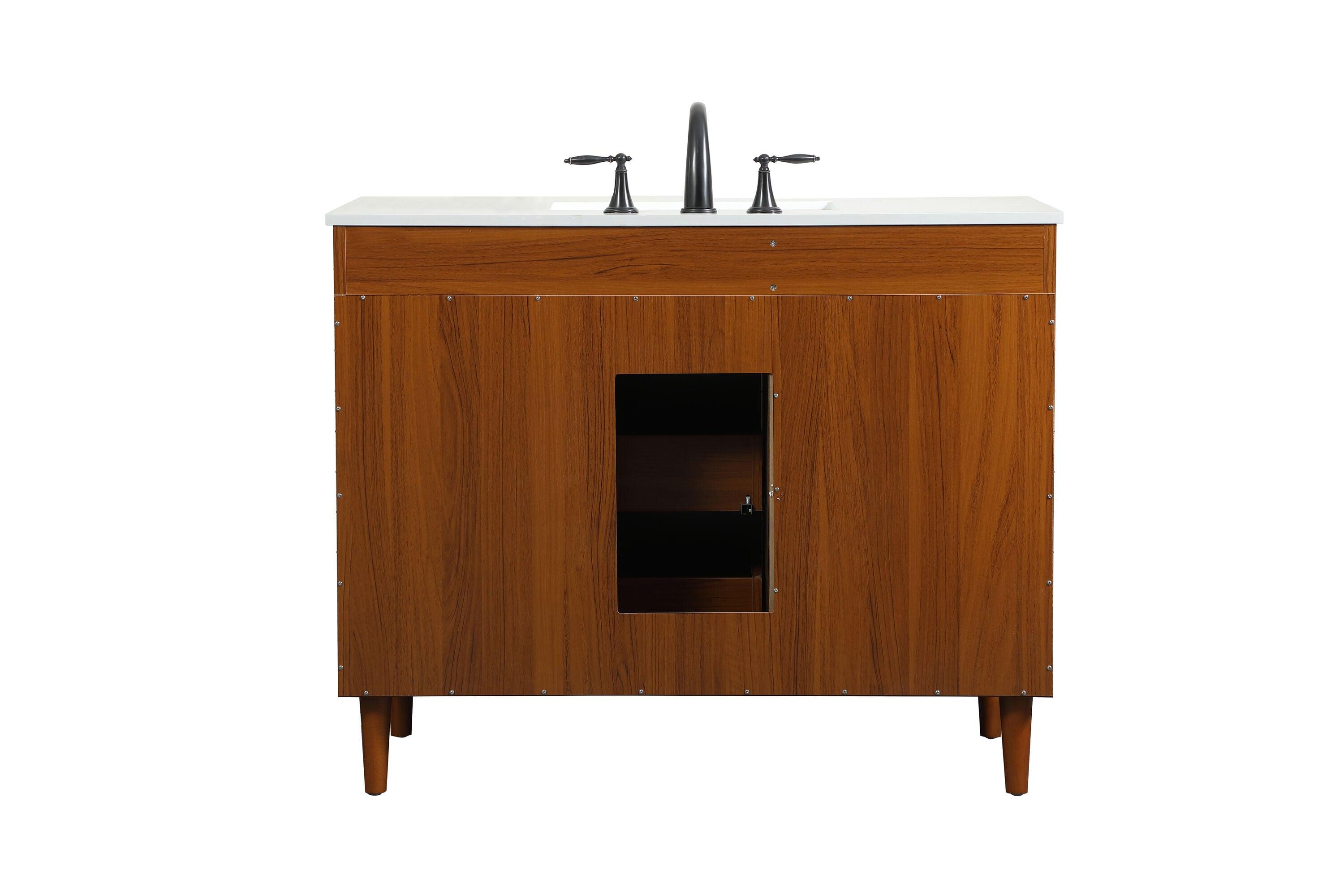 Burroughs 42'' Single Bathroom Vanity with Engineered Marble Top