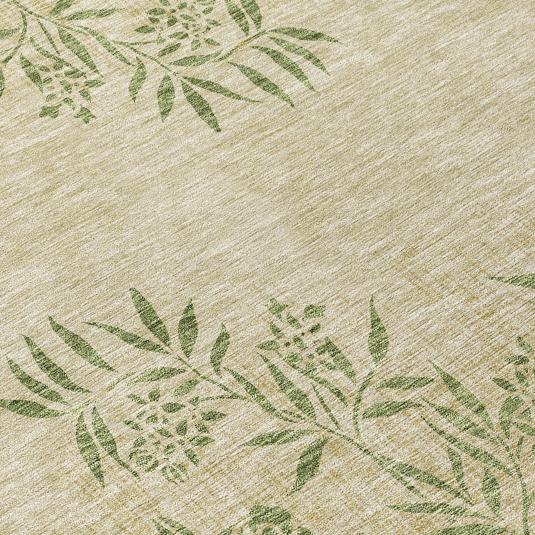 Addison Rugs Chantille Indoor/Outdoor Transitional Floral Khaki Washable Rectangle Rug, 2'6" x 3'10"