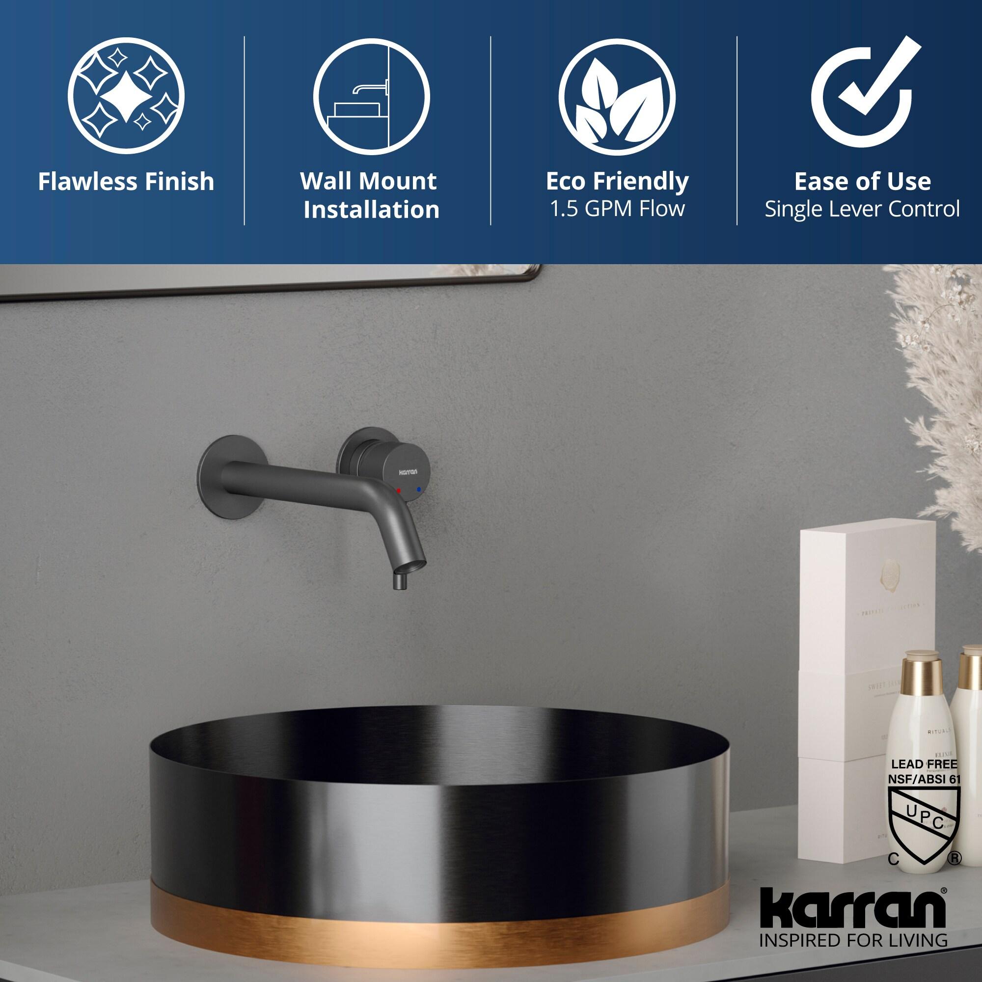 Karran Grantham KBF610 Single Handle Wall-Mount Bathroom Faucet in Gold