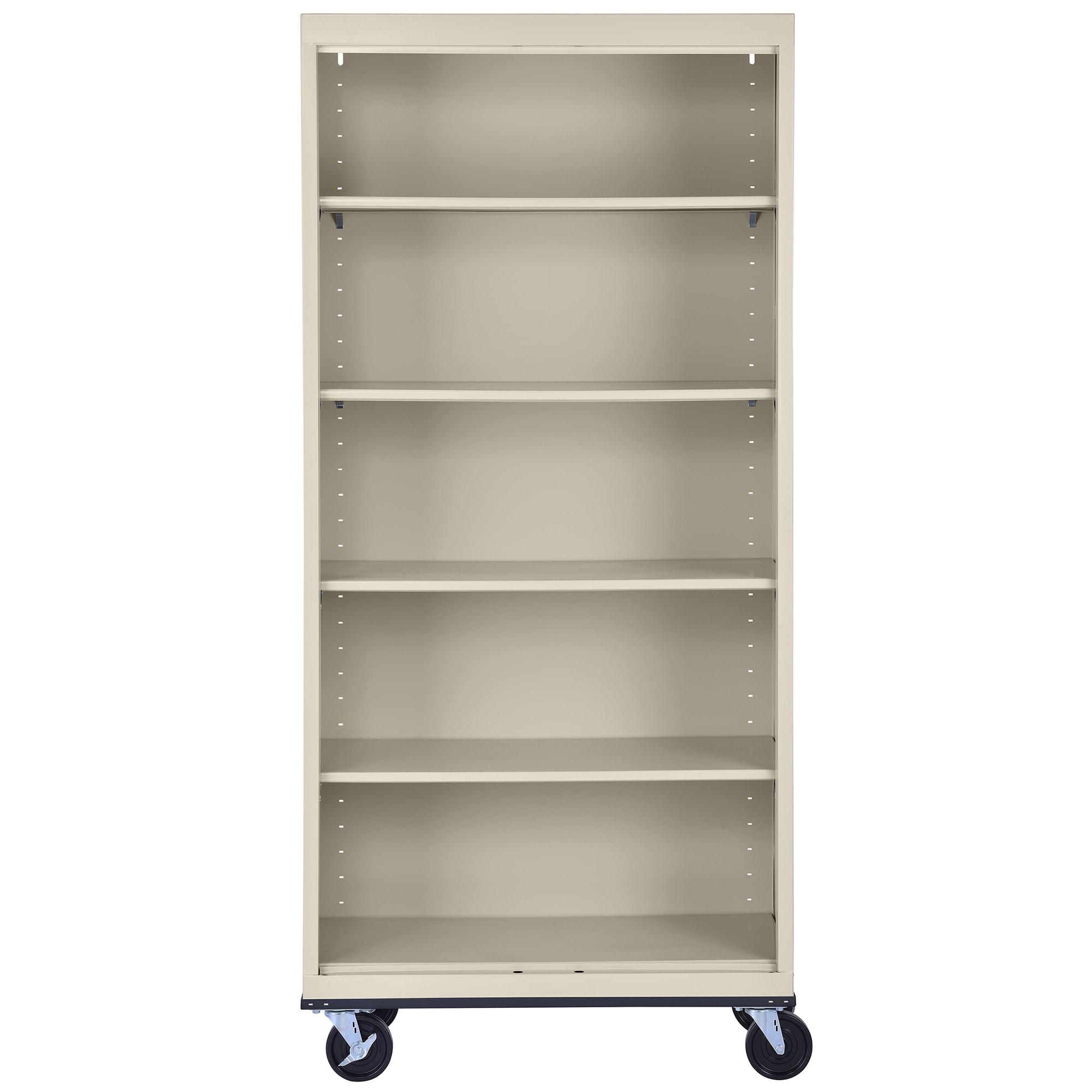 Sandusky Lee 36" W x 18" D x 78" H Steel Mobile Bookcase with 4 Adjustable Shelves by Sandusky