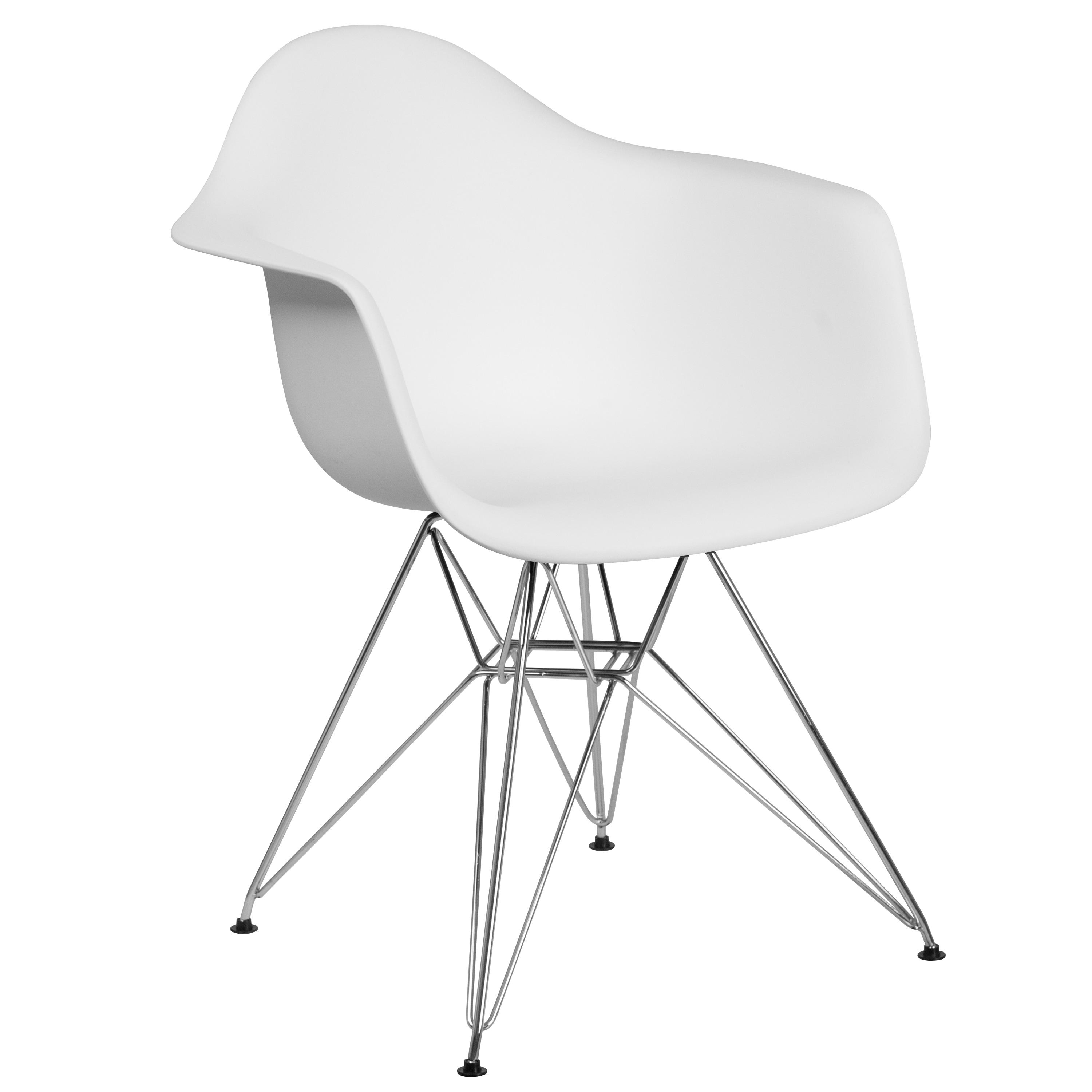 Flash Furniture Alonza Series White Plastic Chair with Chrome Base