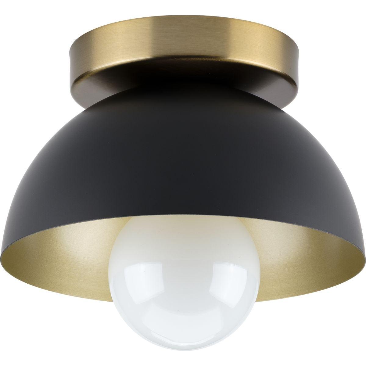 Eva Collection One-Light Matte Black Mid-Century Modern Flush Mount Light