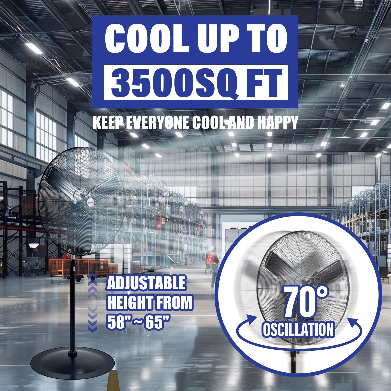 iLIVING iLIVING ILG8P31-93 30" Commercial Pedestal Oscillating Fan - Shop, Garage, Warehouse - 120V, 1.8A , 8400 CFM