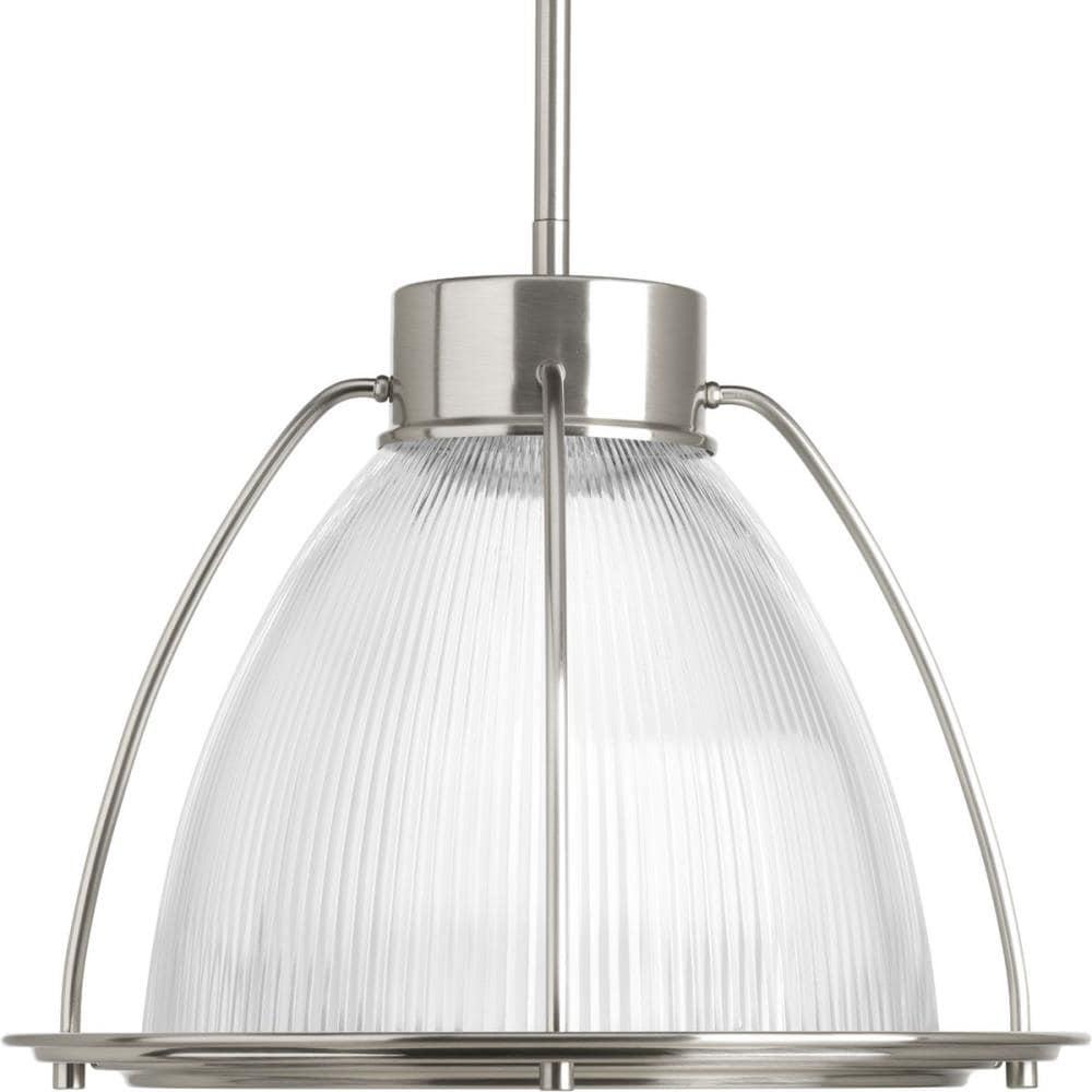 Progress Lighting Prismatic 1-Light Pendant, Brushed Nickel, Prismatic Glass Shade, Steel, LED, 3000K, 448 Lumens