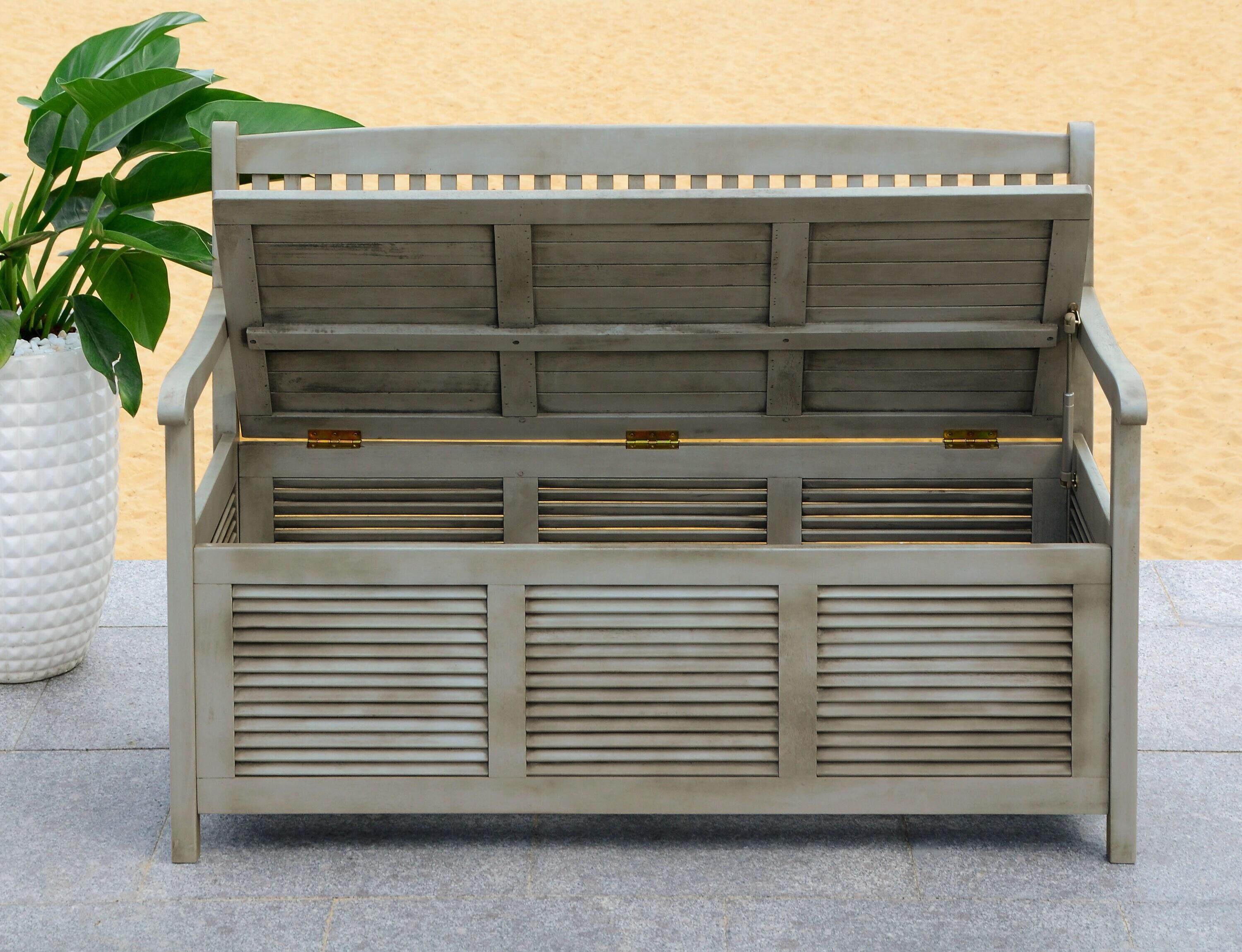 Brisbane Bench - Outdoor - PAT7017 - Grey - Safavieh