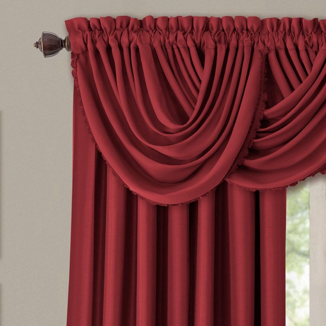 All Seasons Single Waterfall Window Valance - 52" x 36" - Rouge Red - Elrene Home Fashions