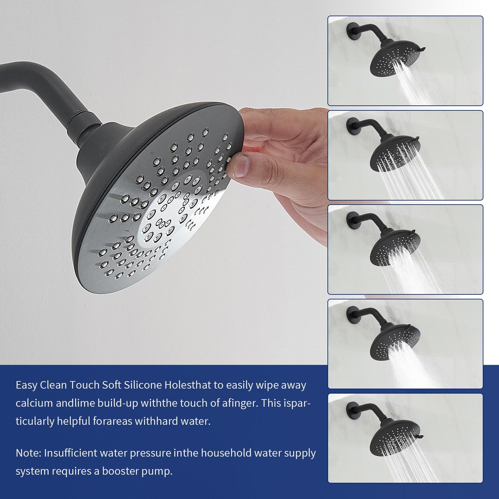 BWE Single-Handle 2-Spray Round High Pressure Shower Faucet in Matte Black (Valve Included)