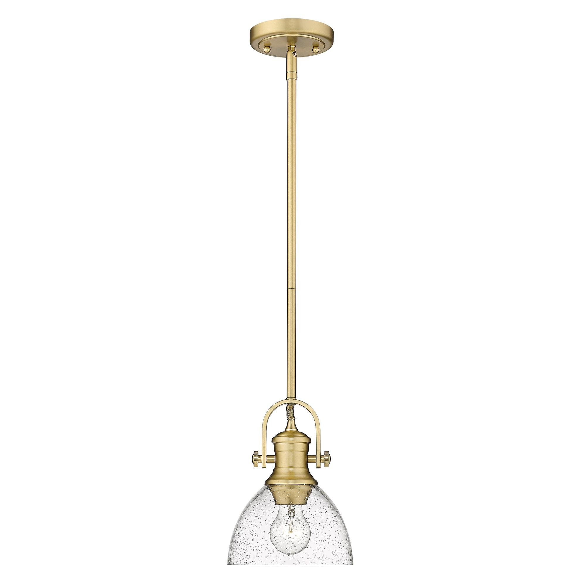 Golden Lighting Hines 1-Light Mini Pendant in Brushed Champagne Bronze with Seeded Glass