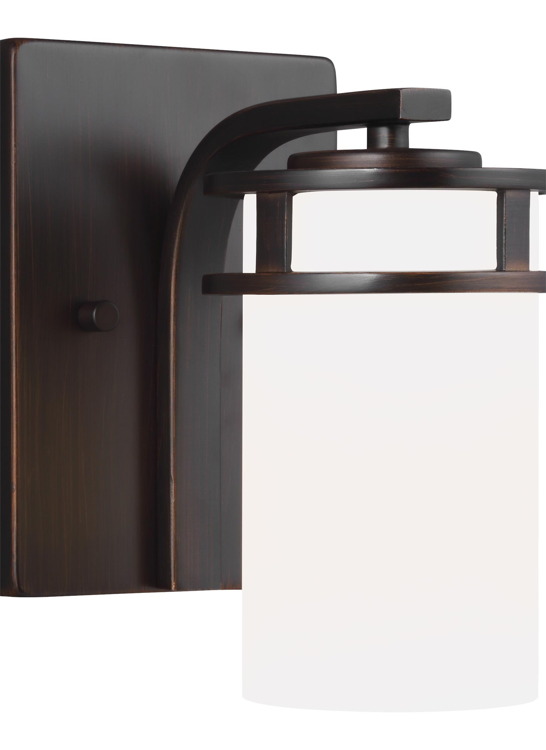 Generation Lighting 1-Light Robie Bath Fixture Wall Lamp Bronze 4121601-710, Bathroom Light Fixture for Home Decor, Vanity Light Fixture Uses A19 Standard or LED Light Bulbs