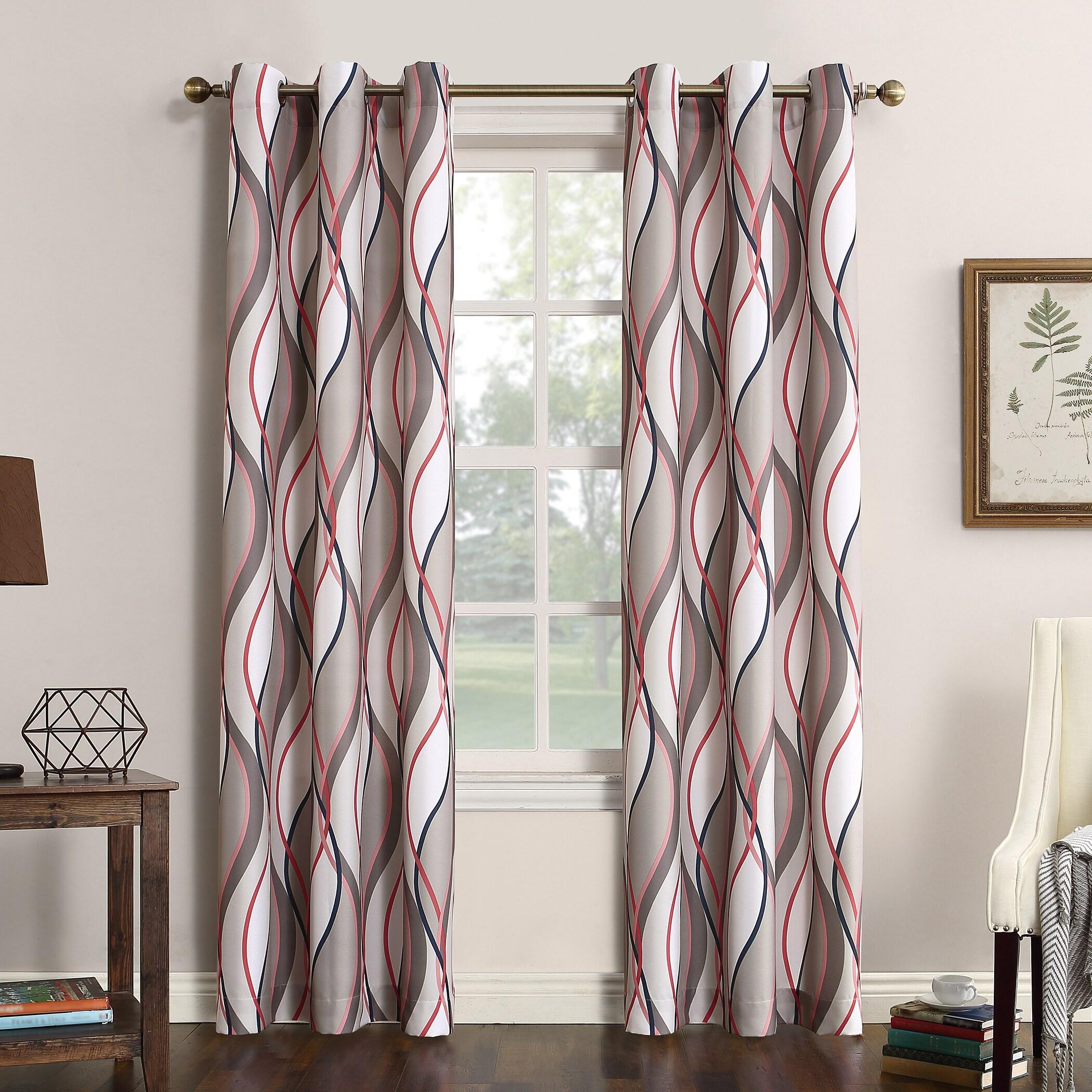 48"x63" No. 918 Semi-Sheer Intersect Ogee Wave Print Grommet Curtain Panel Nickel