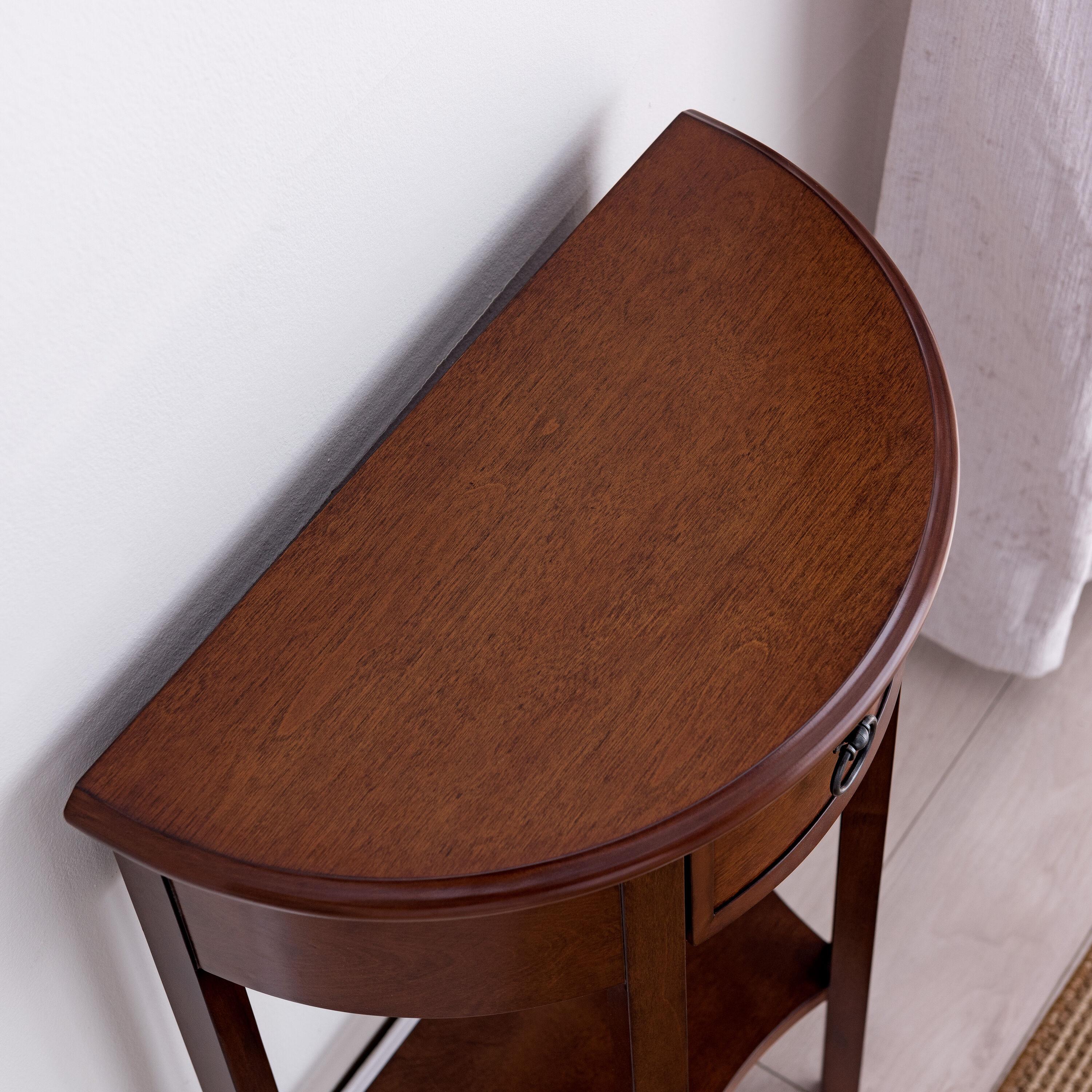 Demilune Hall Stand - Chocolate Cherry - Leick Home: Entryway Furniture with Drawer & Lower Shelf