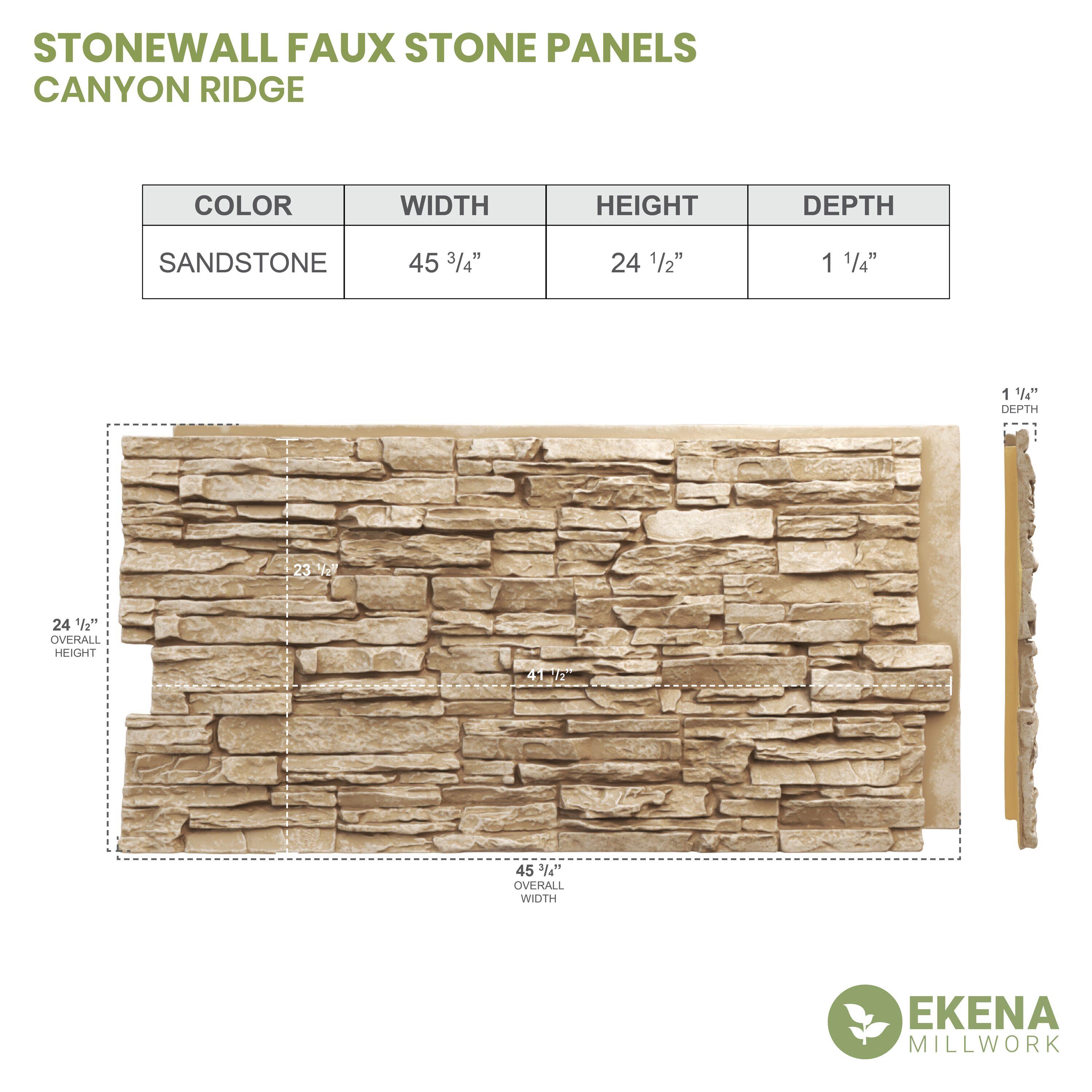 Canyon Ridge Stacked Faux Stone 45.75" x 24.5" Wall Paneling