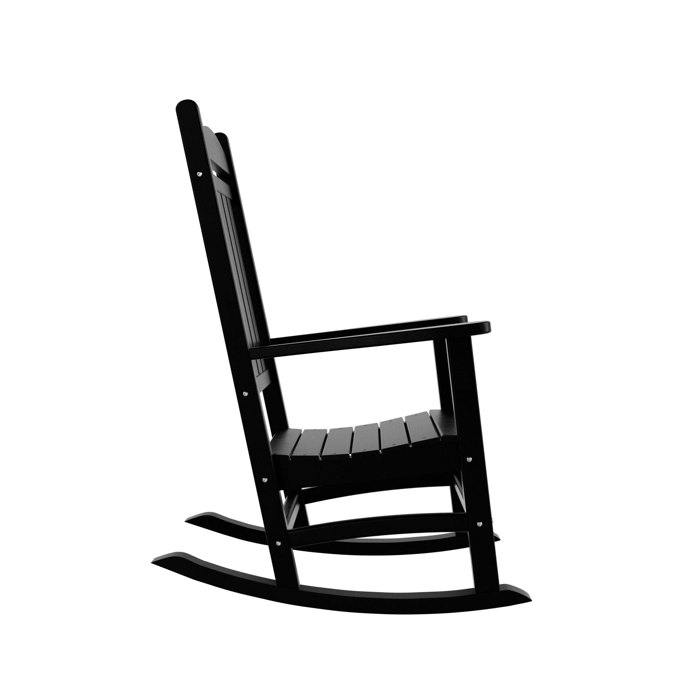 Polytrends  Laguna Hdpe All Weather Outdoor Patio Rocking Chair Black