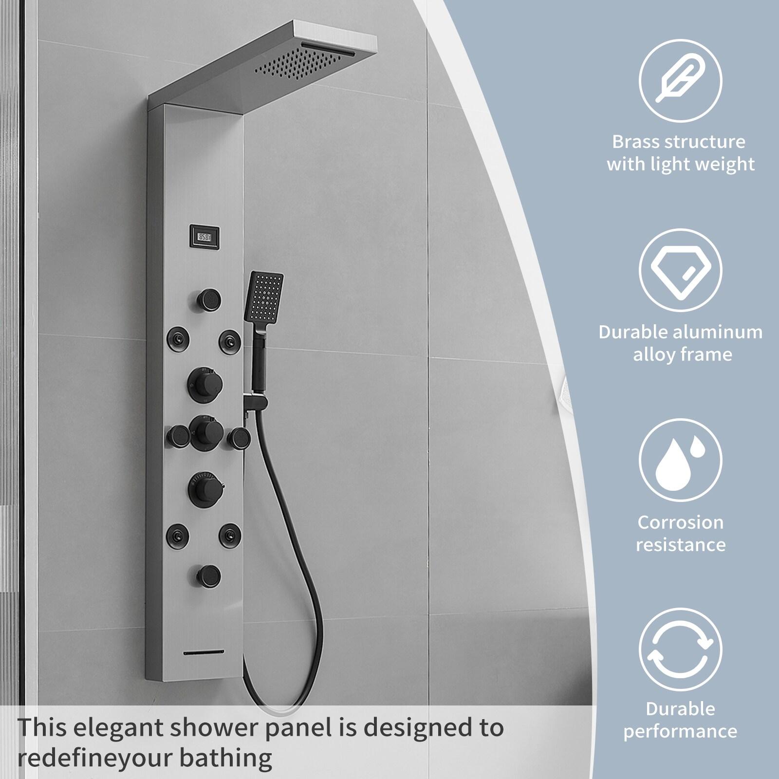 BWE 8-Shower Tower Shower Panel System with Rainfall Shower Head and Shower Wand