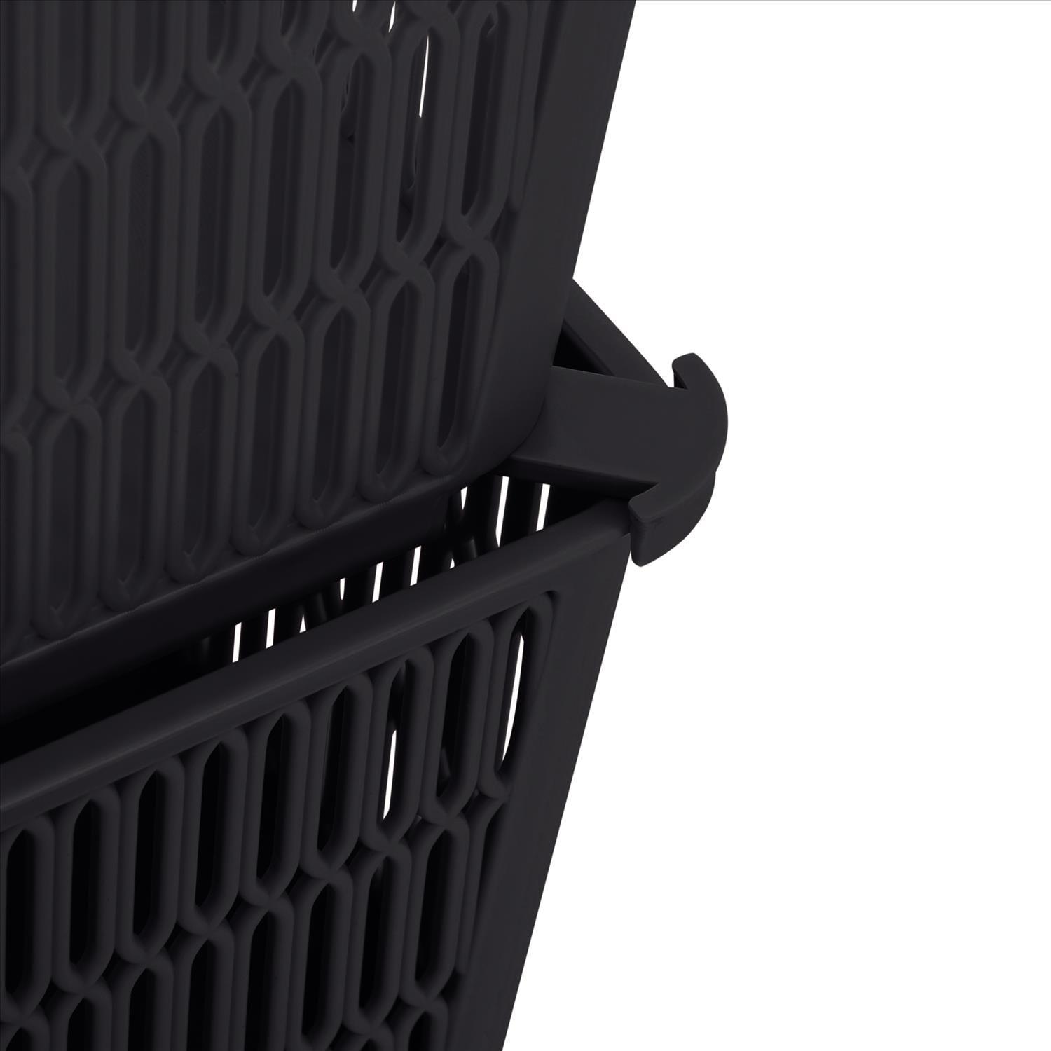 Simplify Slide 2 Stack It 2 Pack Plastic Storage Tote Baskets in Black