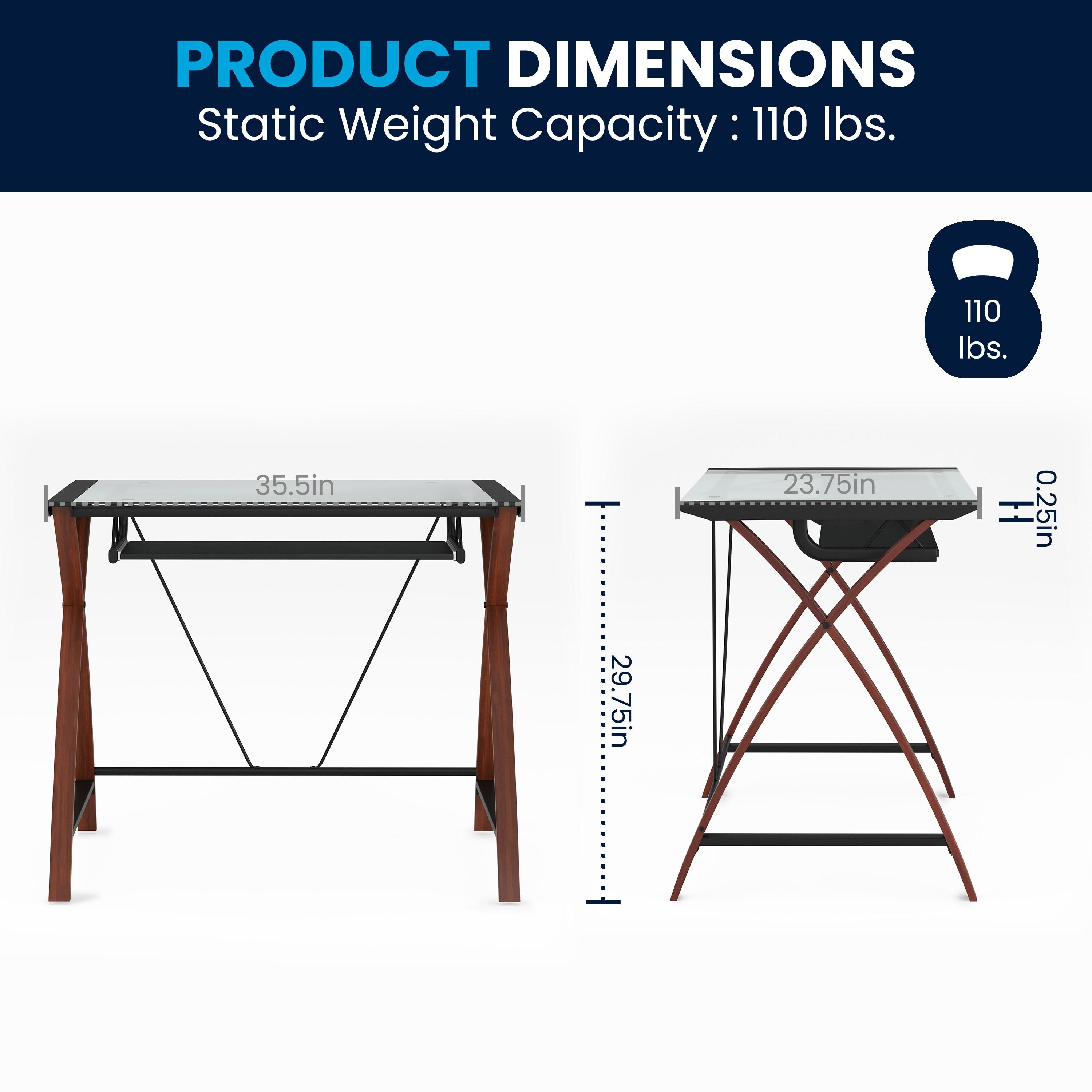 Flash Furniture Jude Tempered Glass Computer Desk with Pull-Out Keyboard Tray, Cherry/Clear