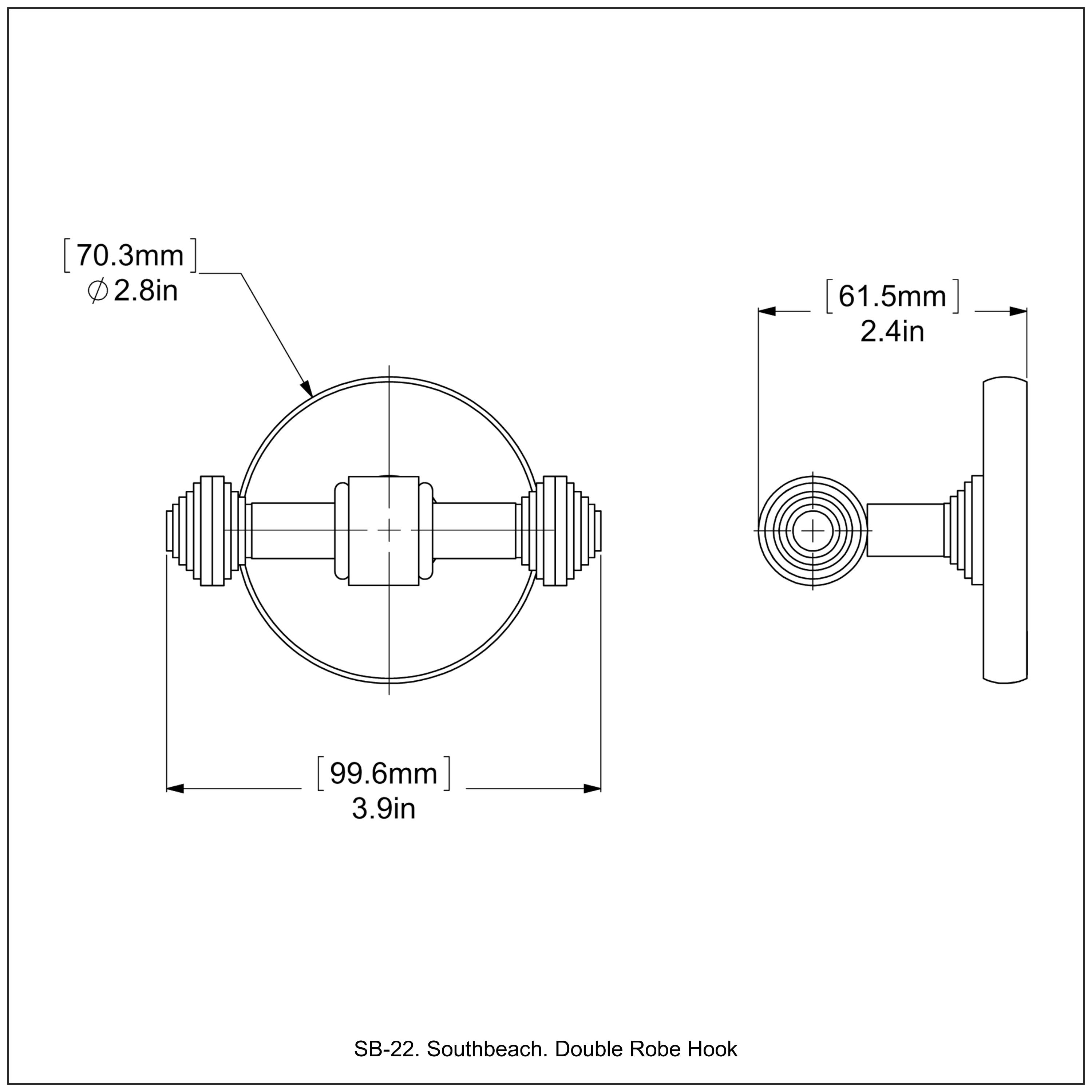 Southbeach Wall Mounted Double Robe Hook