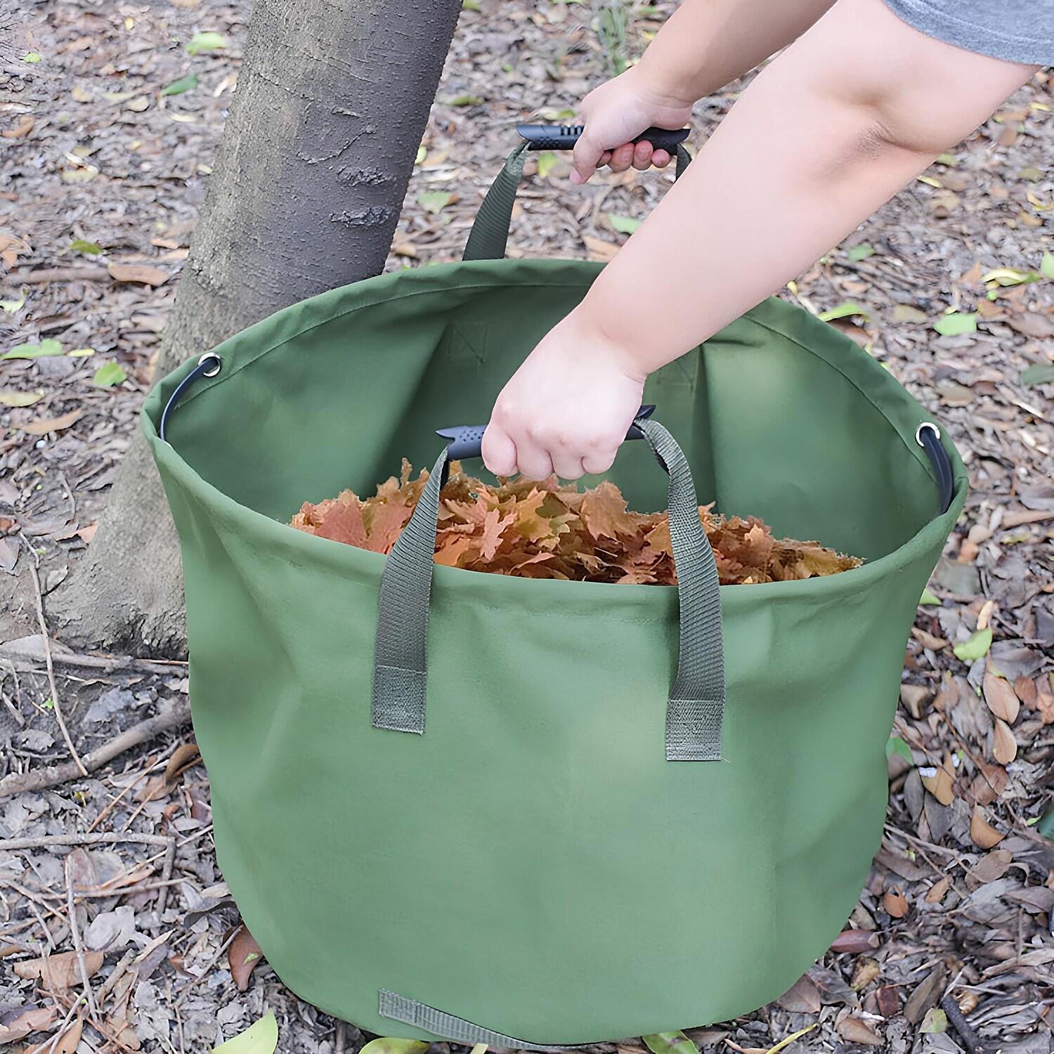 ELK 33-Gallon Multipurpose Garden Leaf Waste Bag - Durable Canvas for Yard Cleaning, Harvesting, and Storage - Heavy Duty with Rubber Handles and PVC Elastic Bone