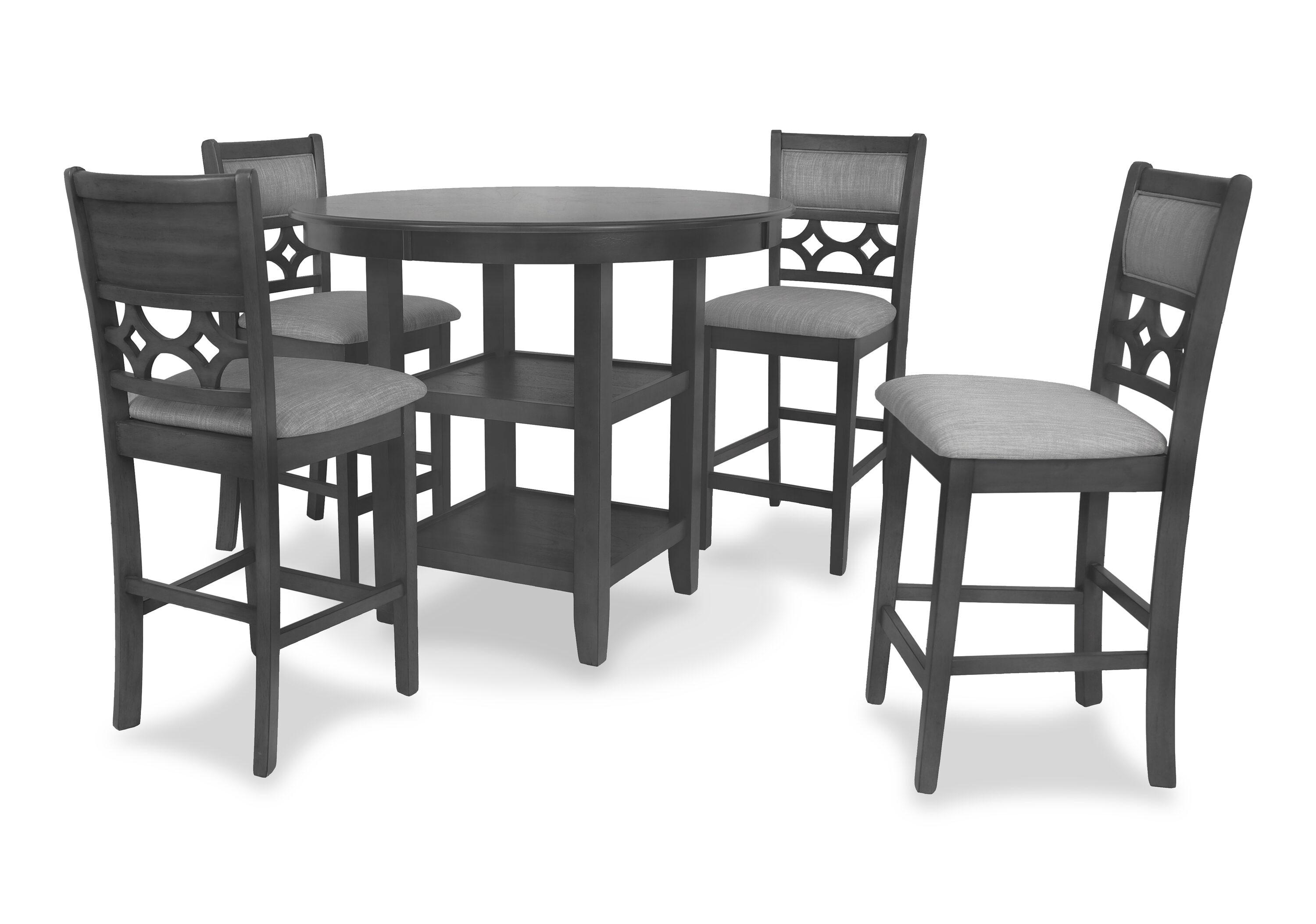 New Classic Furniture Mitchell 5-Piece Transitional Wood Counter Set in Gray