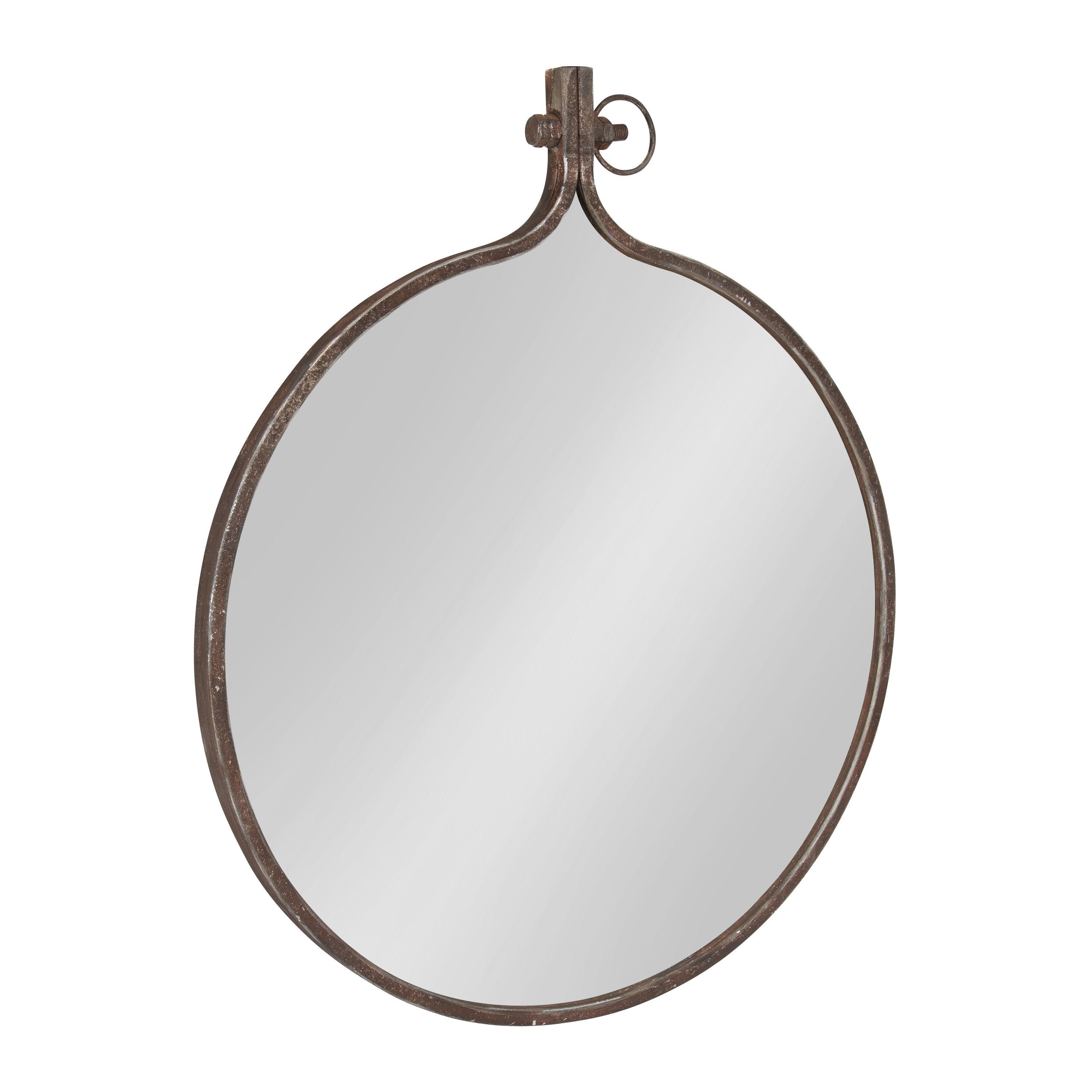 24" x 28" Yitro Metal Framed Wall Mirror Bronze - Kate and Laurel: Round, Oil Rubbed, Hanging Decor