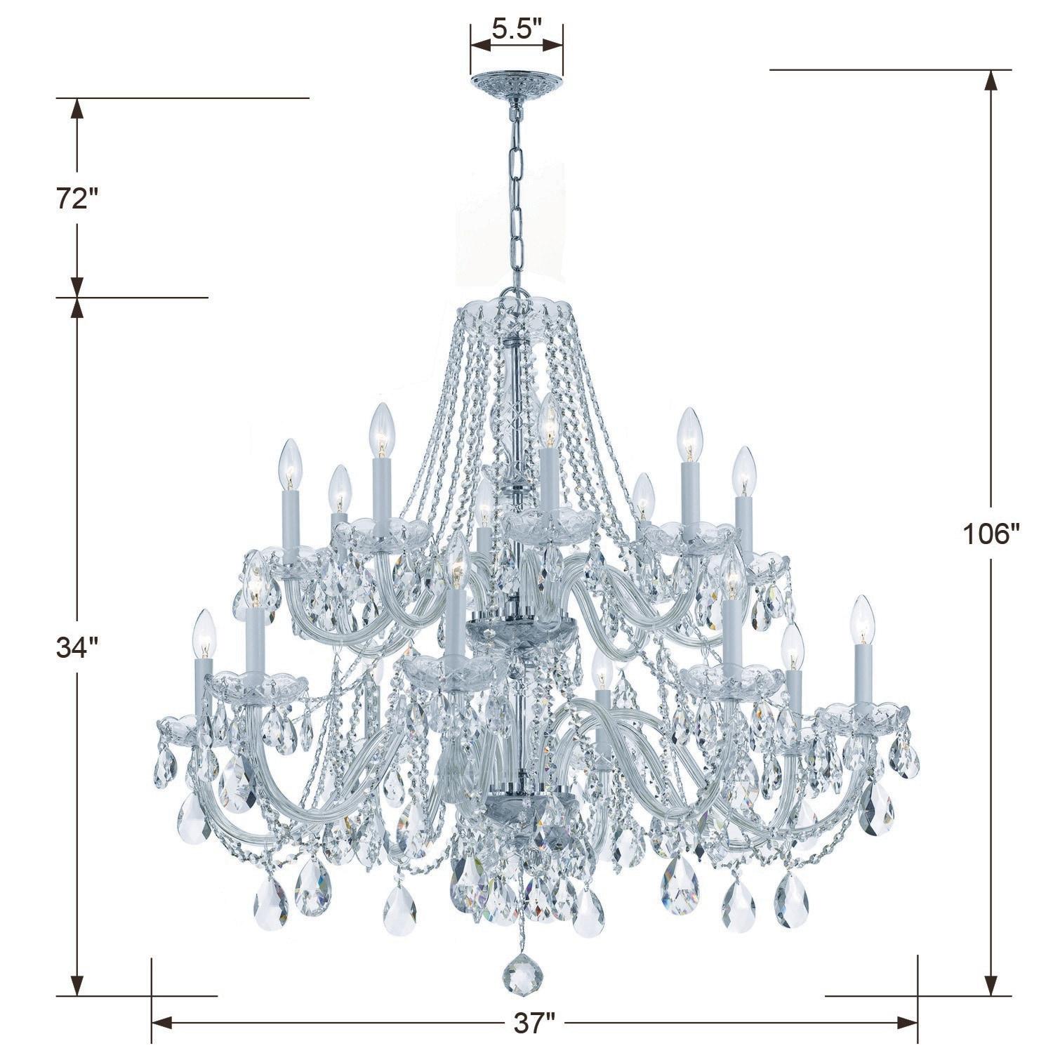 Crystorama Traditional Crystal 37"W Polished Chrome 16-Light Chandelier