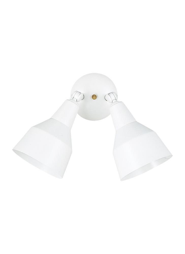 White Aluminum Dual Head Outdoor Flood Light