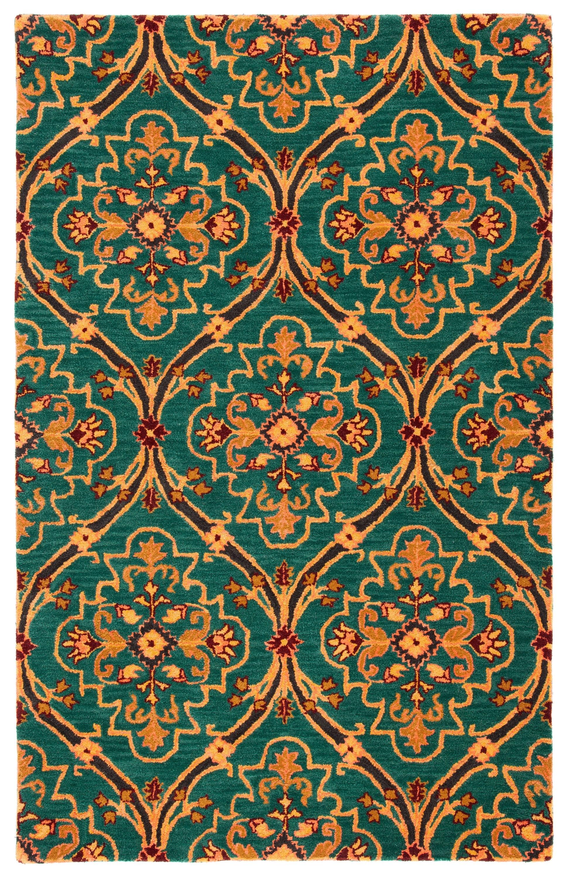 Heritage HG475 Hand Tufted Area Rug - Green/Orange - 3'x5' - Safavieh.