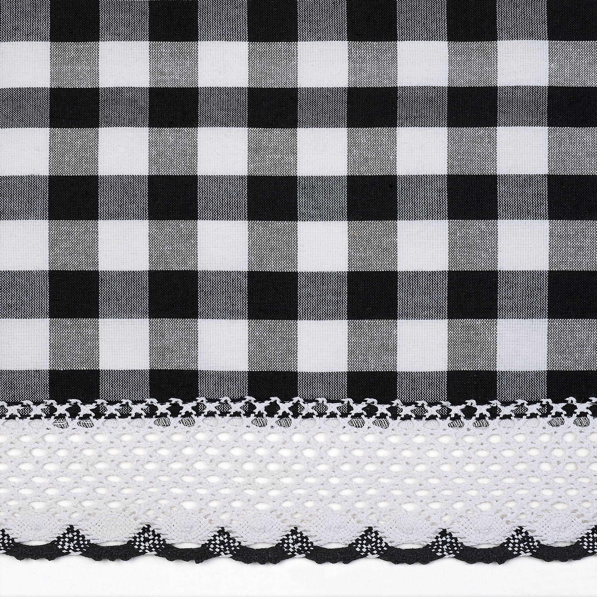 Achim Buffalo Check Window Curtain Panel, 42 inches x 84 inches, Black