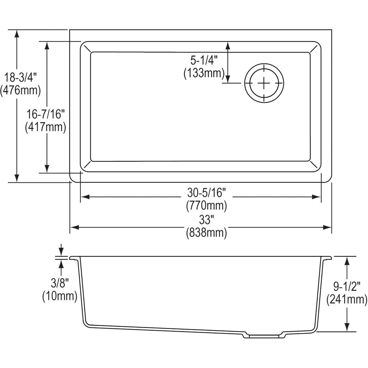 Quartz Classic 33" L x 17.25" W Undermount Kitchen Sink