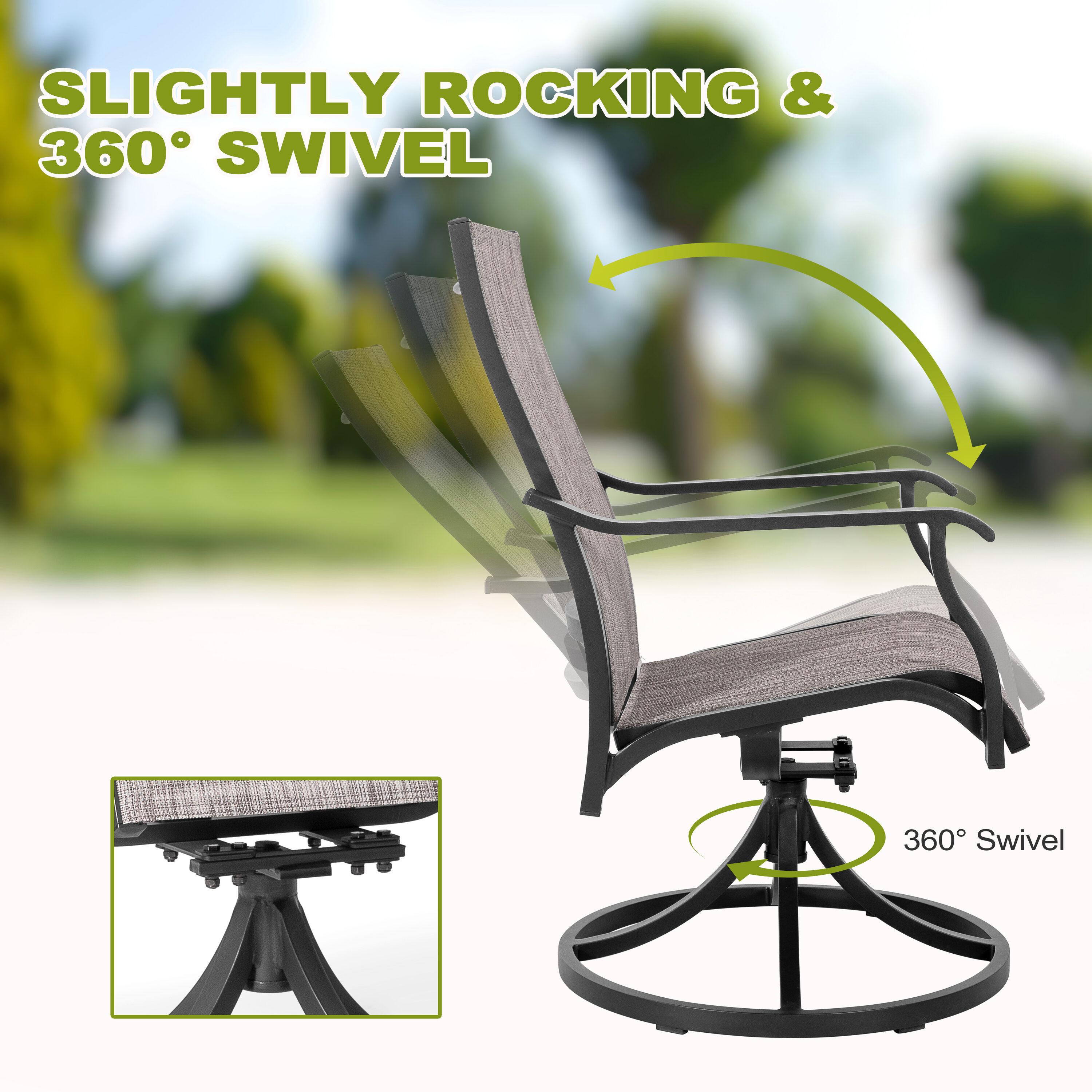 Nuu Garden Swivel Patio Chair Set of 2, All-Weather Textilene Outdoor Dining Chairs with High Back, Outdoor Dining Chair Set, Grayish Brown