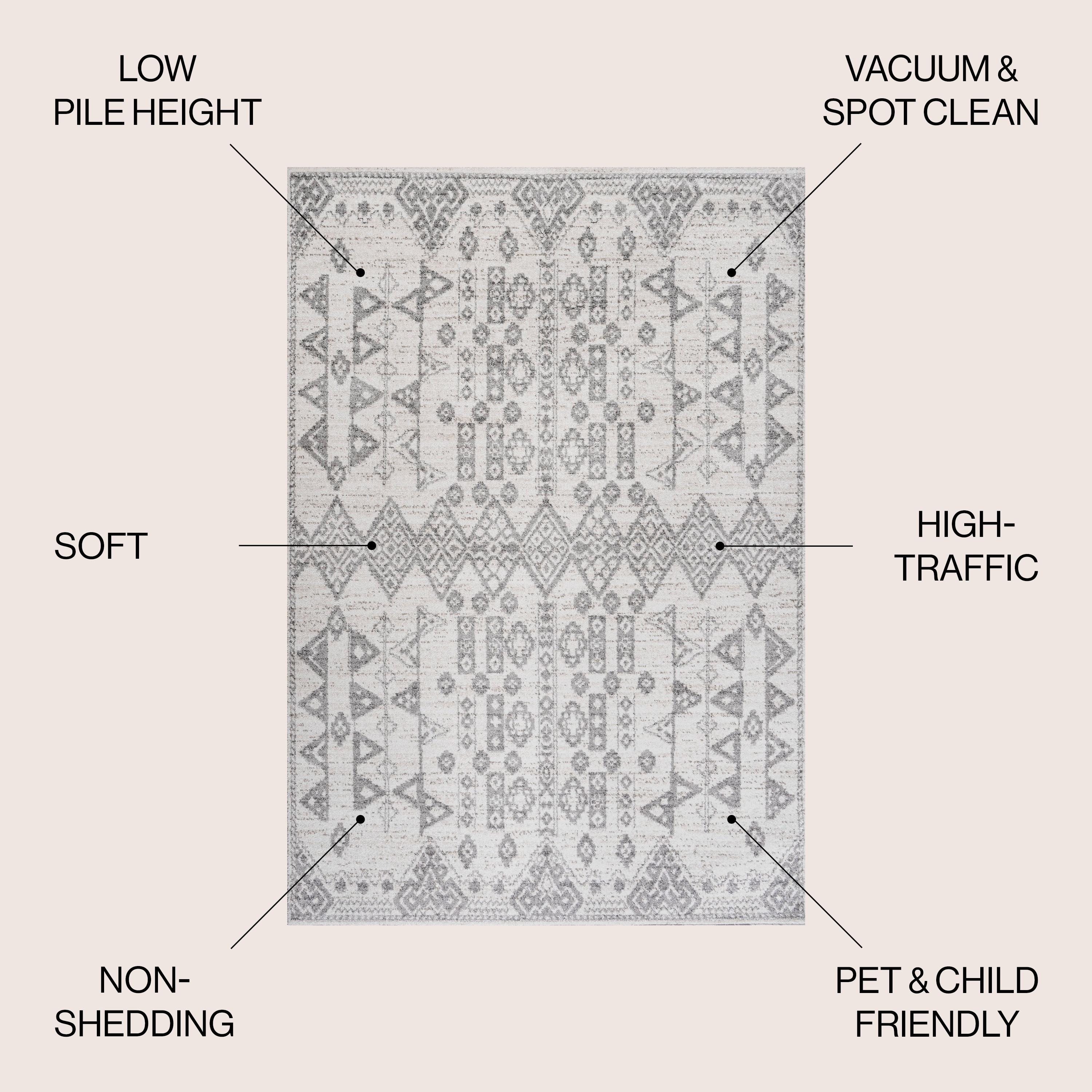 5'x8' Idris  Diamond Geometric Area Rug, Gray/Beige - JONATHAN Y