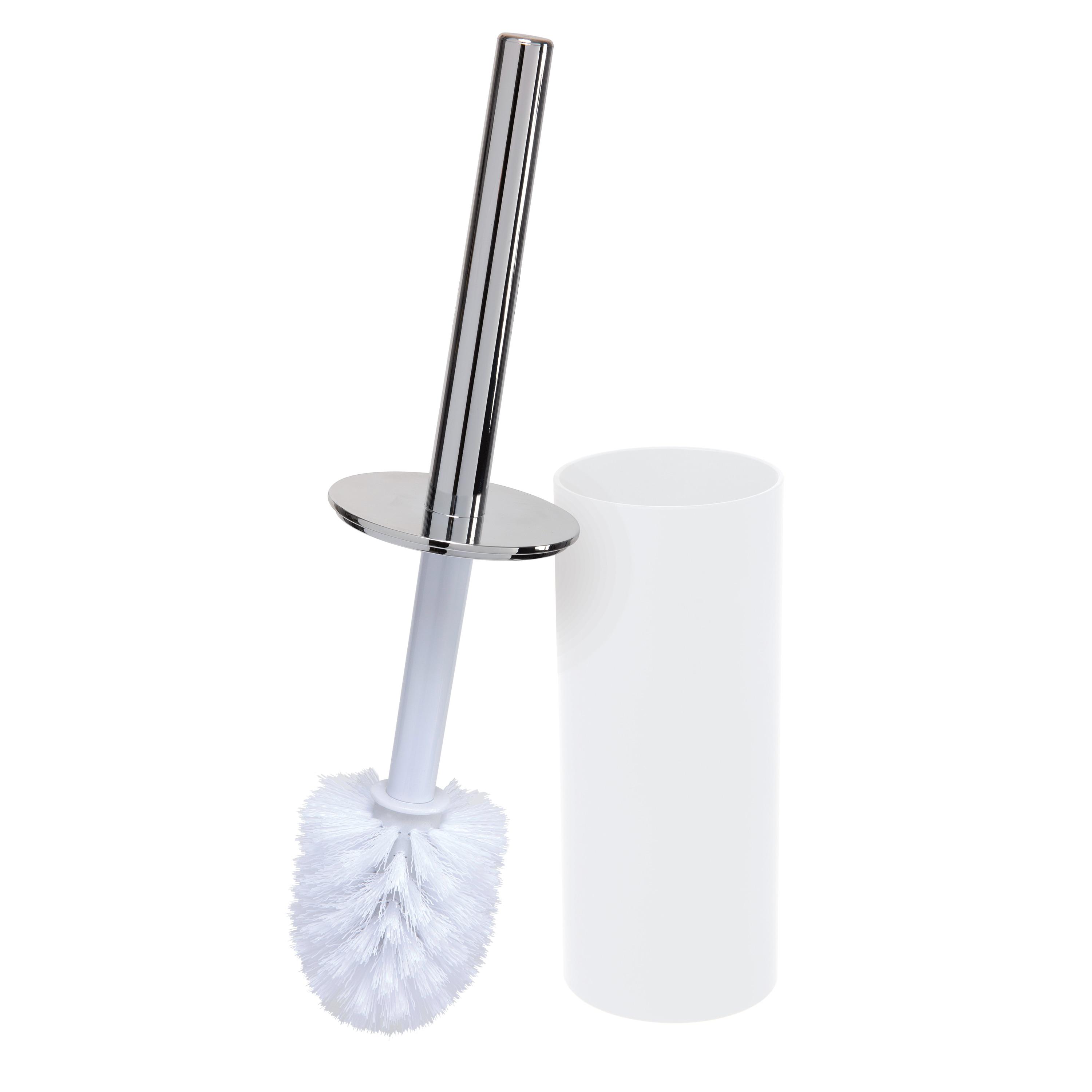 Soft Touch Toilet Brush Holder White - Bath Bliss: Durable Plastic, Scrubber for Bathroom Cleaning