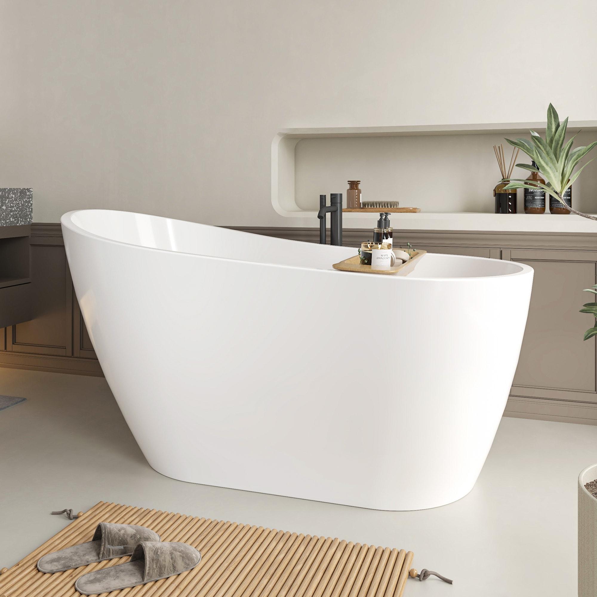 Maya 55" x 28" Freestanding Soaking Acrylic Bathtub