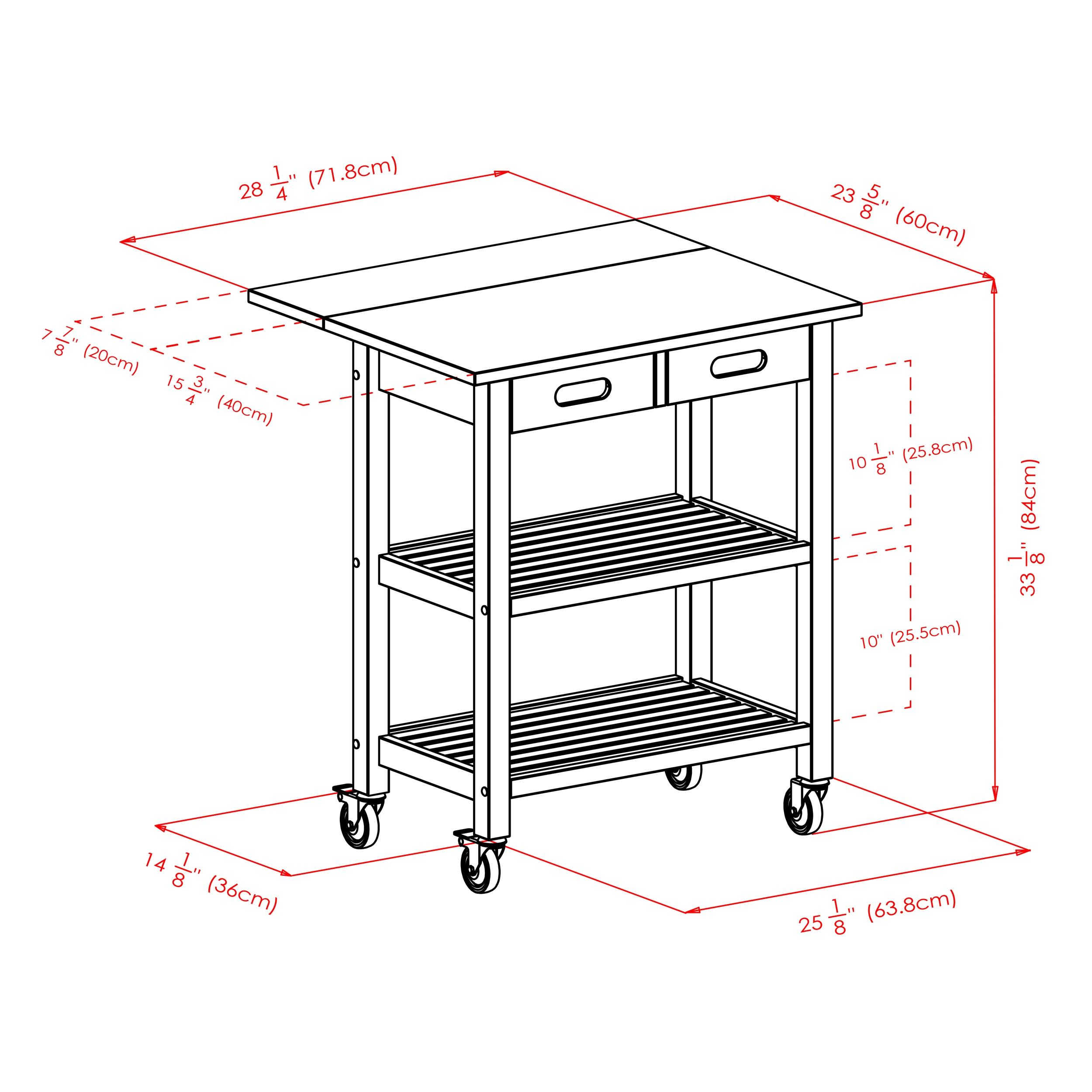 Jonathan Kitchen Cart Walnut - Winsome: Rolling Island with Storage, Wood Composite Surface