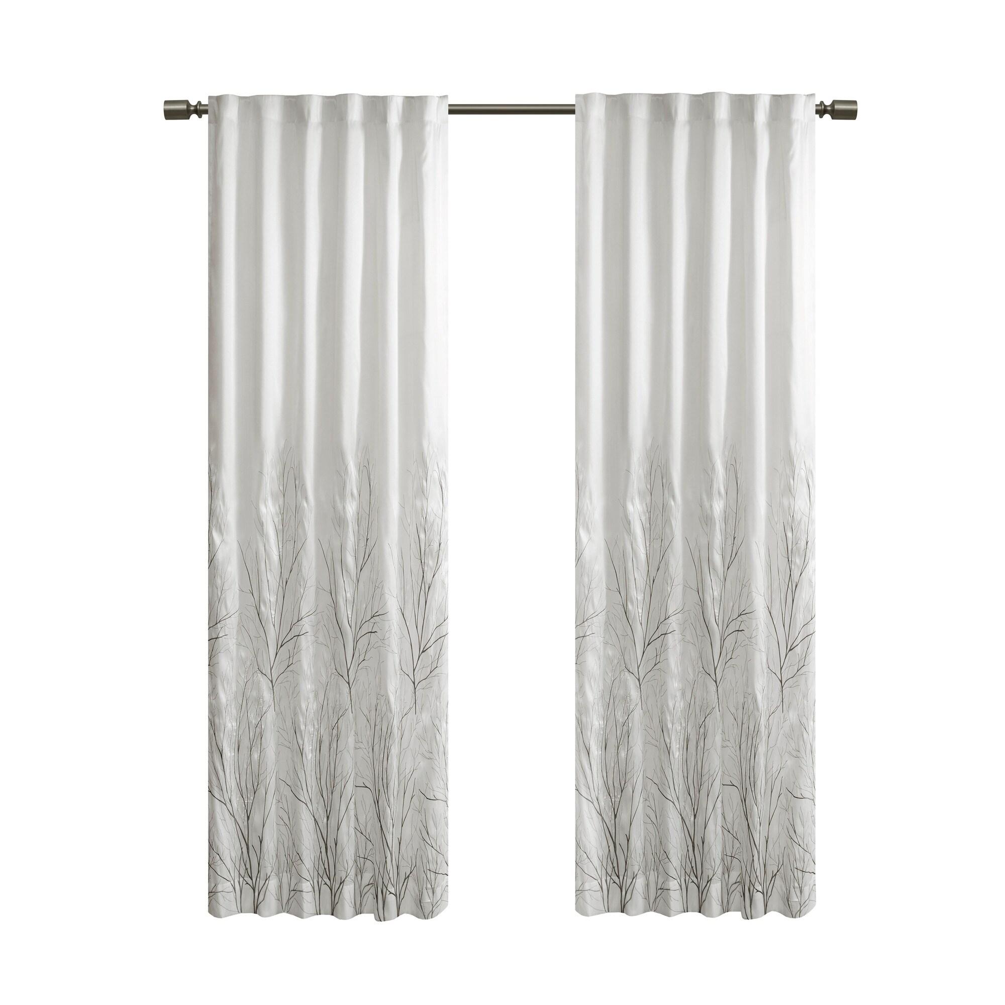 Andora Embroidered Branch Rod Pocket Single Curtain Panel