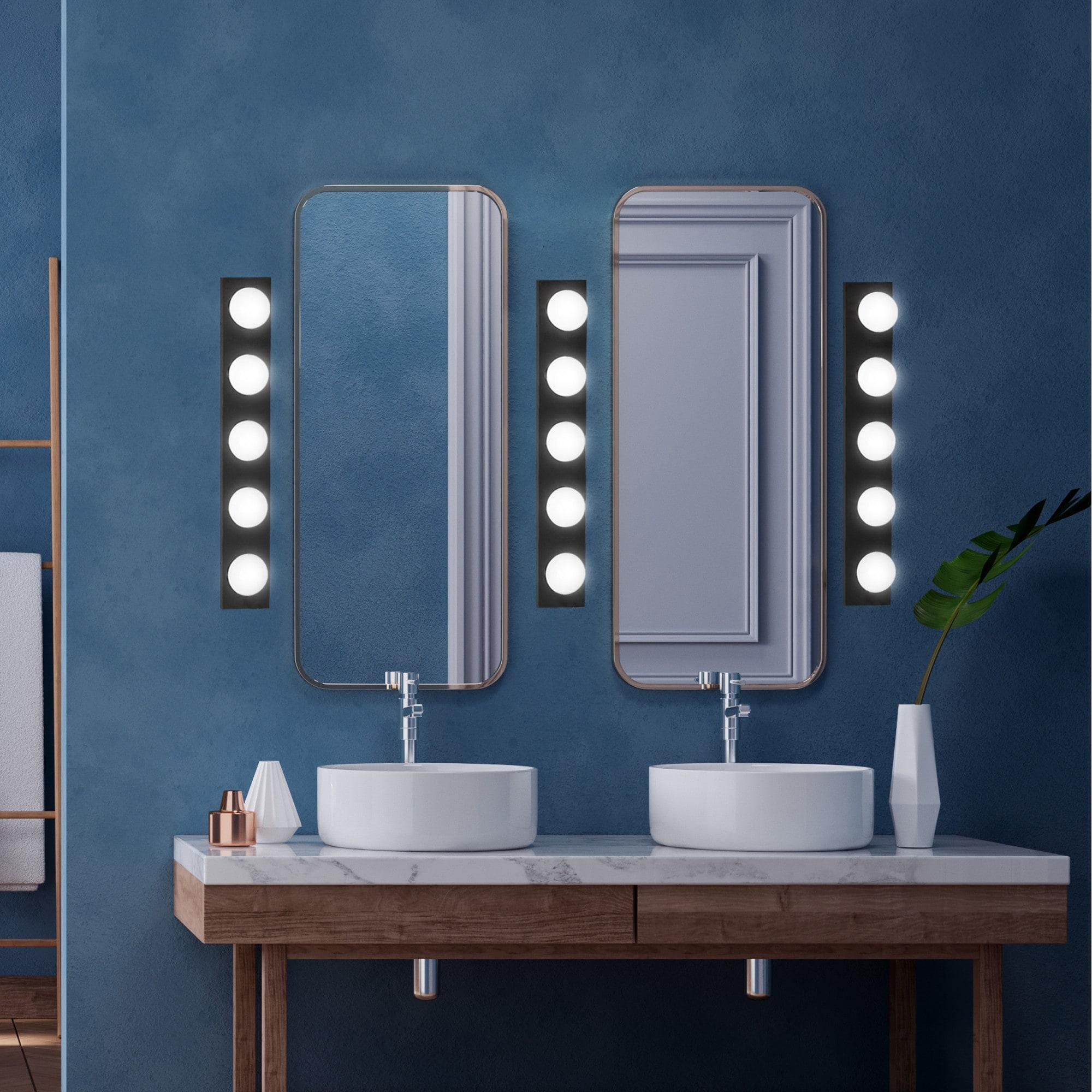 Design House 588582-BLK 5-Light Vanity Strip Light Contemporary Dimmable for Bathroom, Bedroom, Makeup Vanity, Matte Black