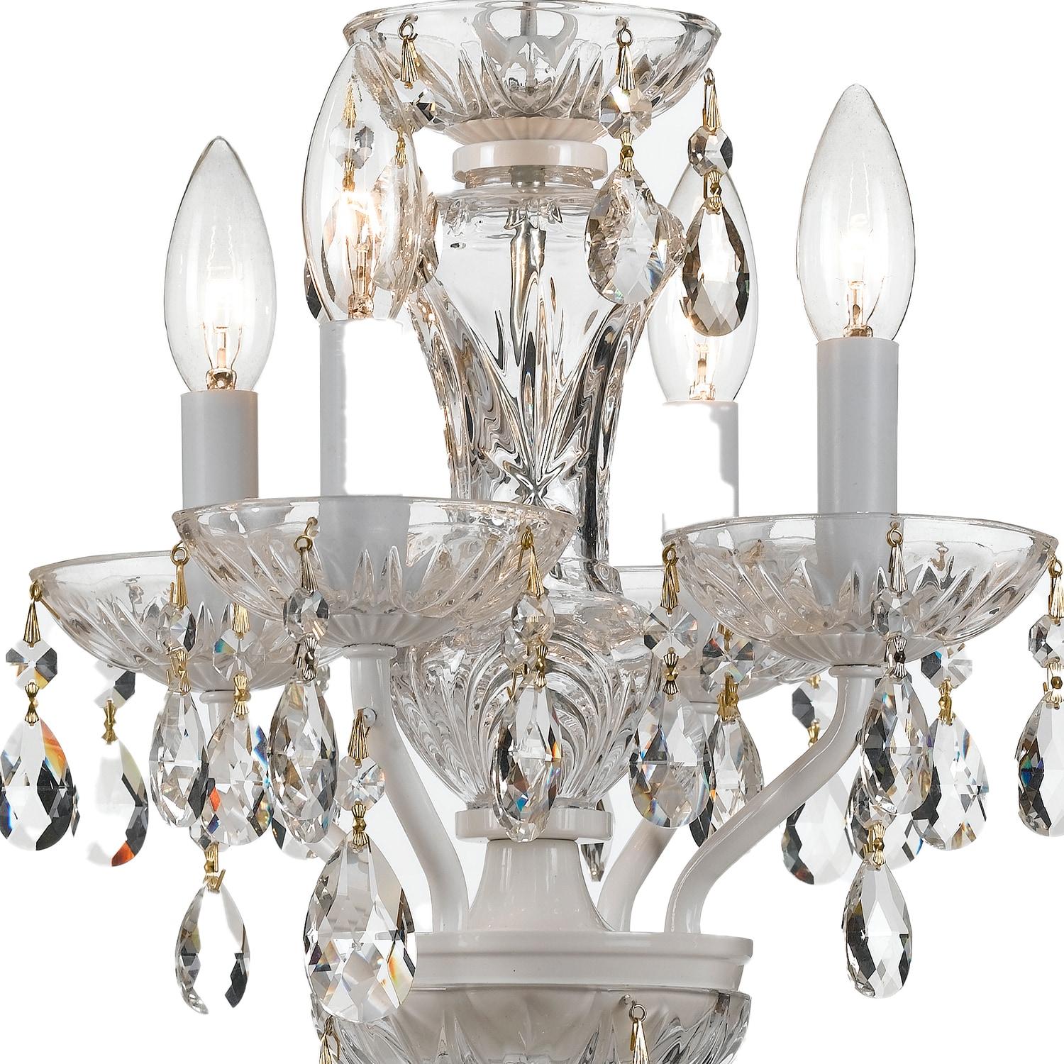 5534-WW-CL-S-Crystorama Lighting-Traditional Crystal - 15 Inch 4 Light Chandelier-Swarovski Strass Crystal Type-Wet White Finish   -Traditional