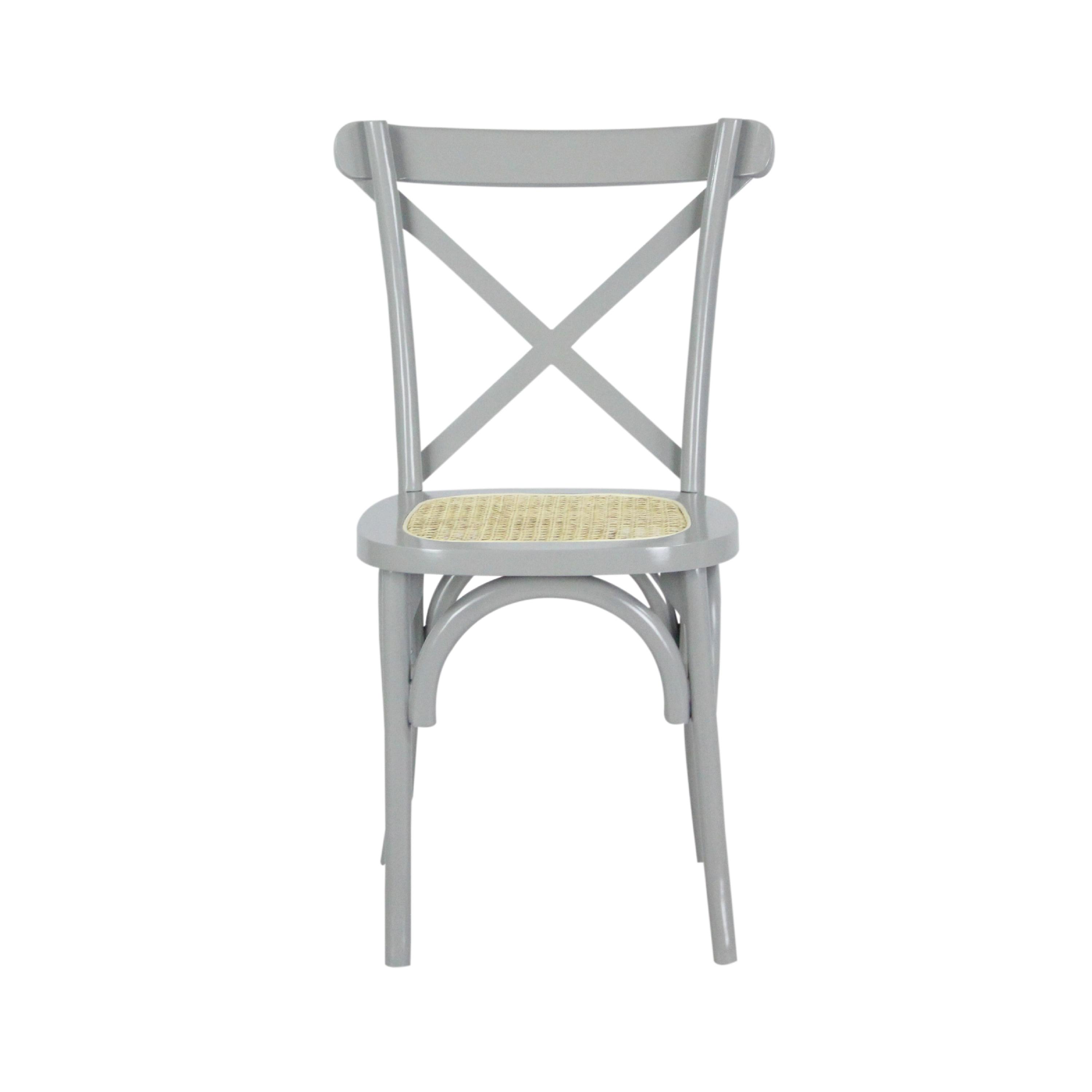 Cassis Classic Traditional X-Back Wood Rattan Dining Chair, Gray/Natural (Set of 2) - JONATHAN Y