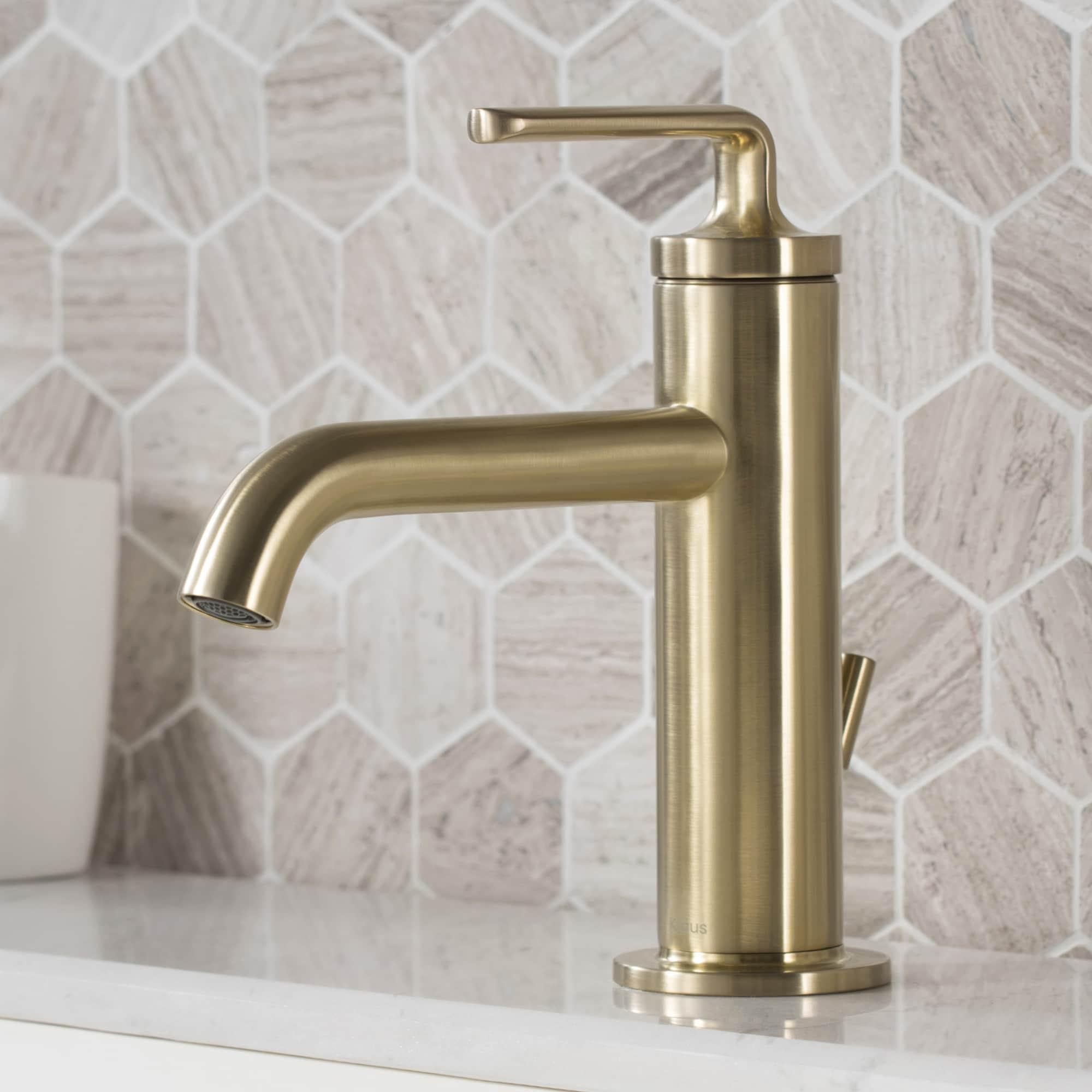 KRAUS Ramus Single Handle Bathroom Sink Faucet with Lift Rod Drain