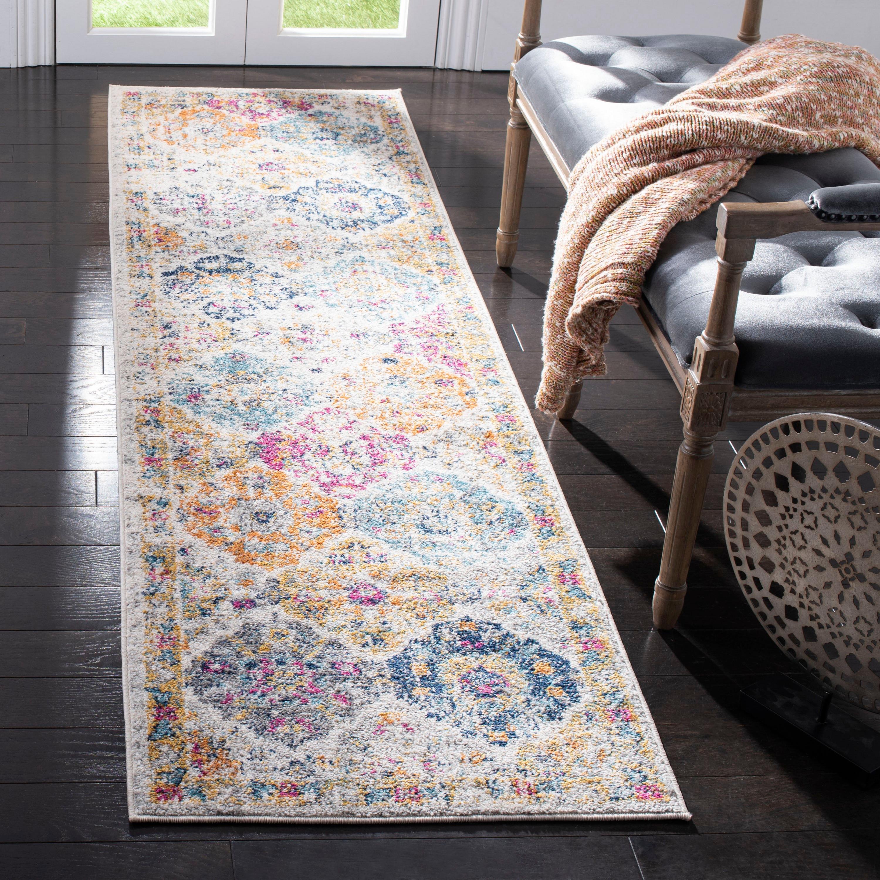 Madison MAD611 Power Loomed Indoor Runner Rug - Cream/Multi - 2'3"x6' - Safavieh