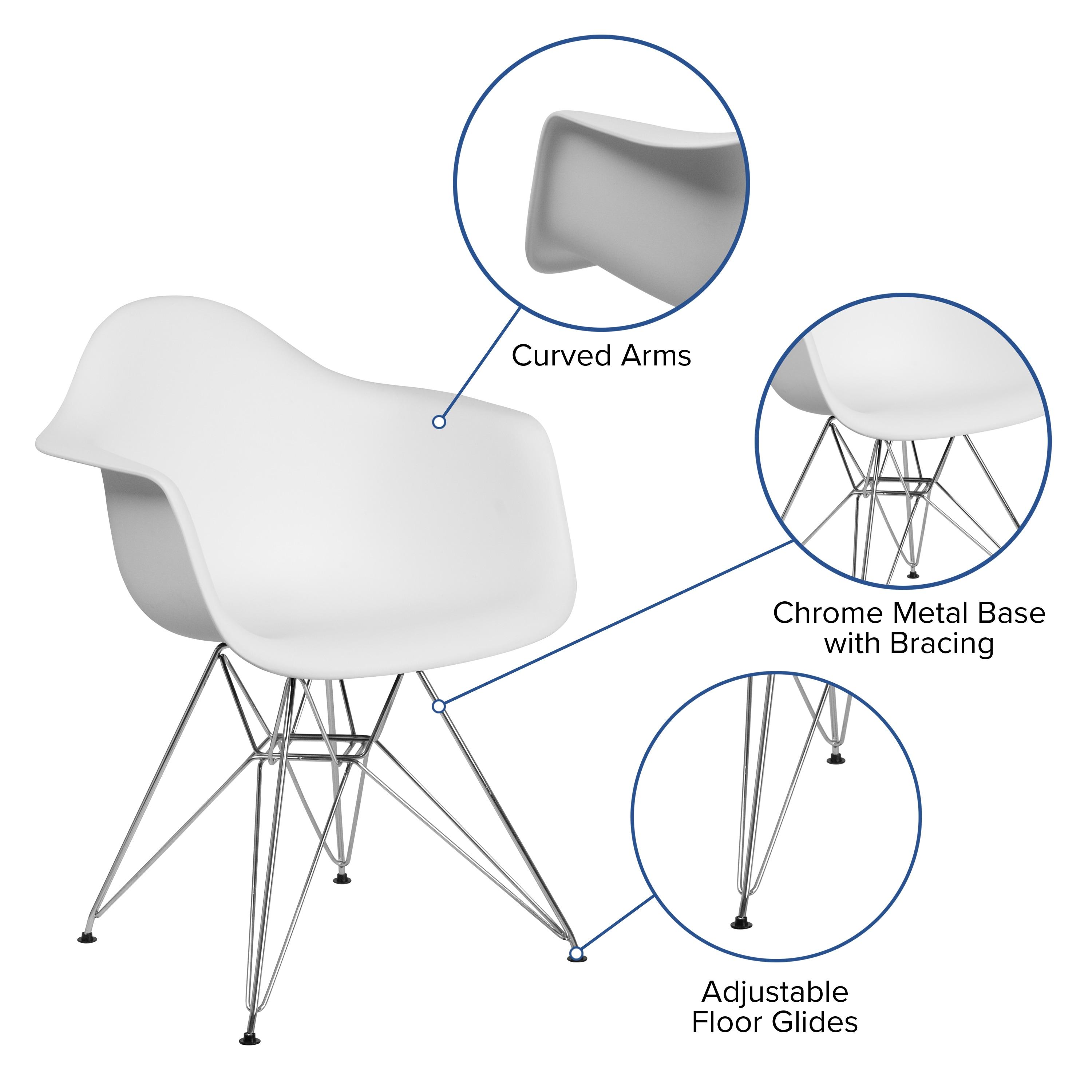 Flash Furniture Alonza Series White Plastic Chair with Chrome Base