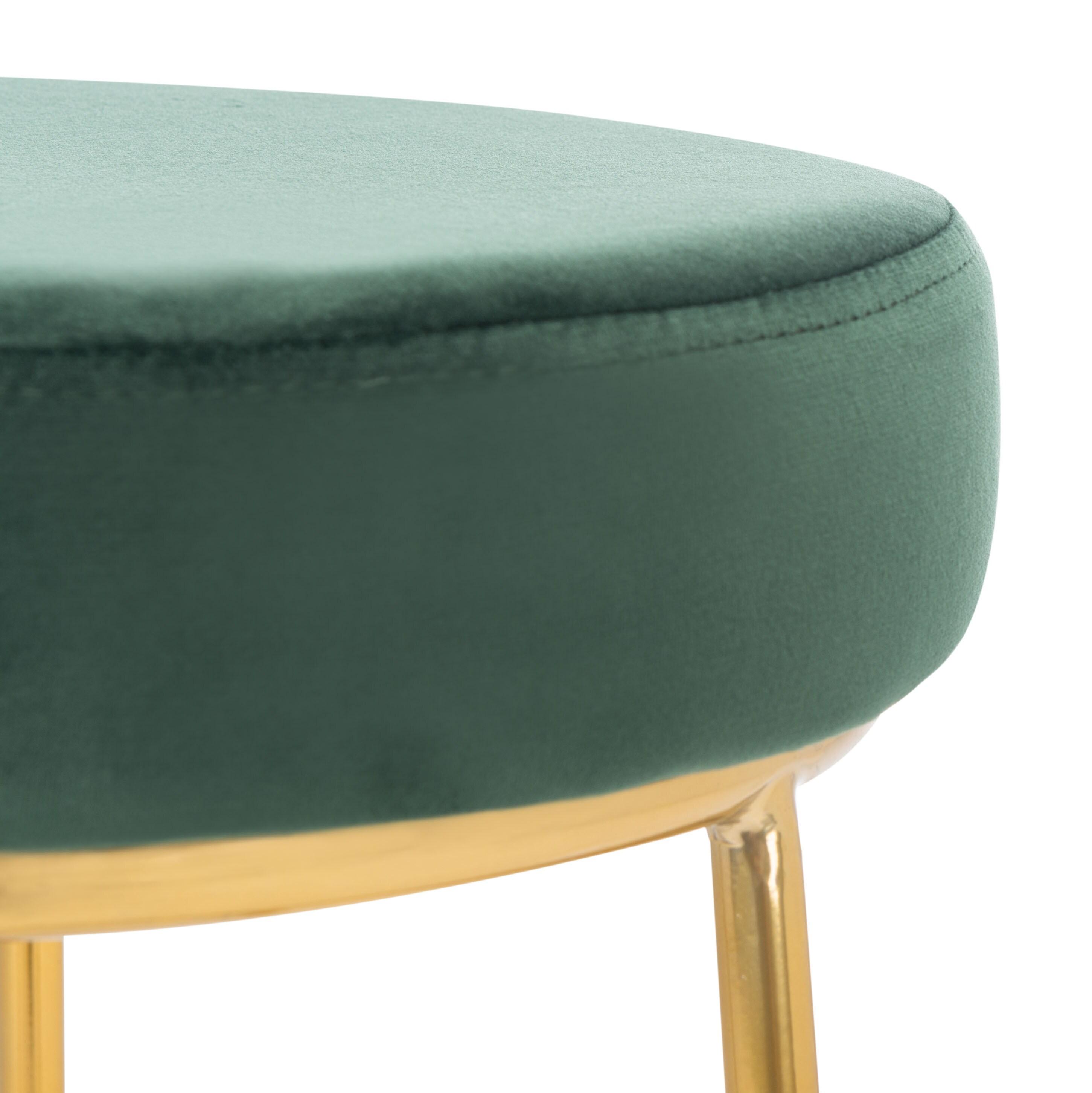 SAFAVIEH Kellie Round Counter Stool, Malachite Green/Gold (16.9 in. W x 16.9 in. D x 24.6 in. H)