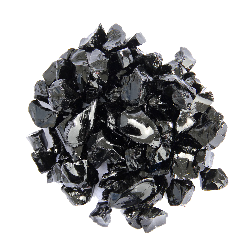 Modern Shimmering Black Recycled Fire Glass - 10 lbs