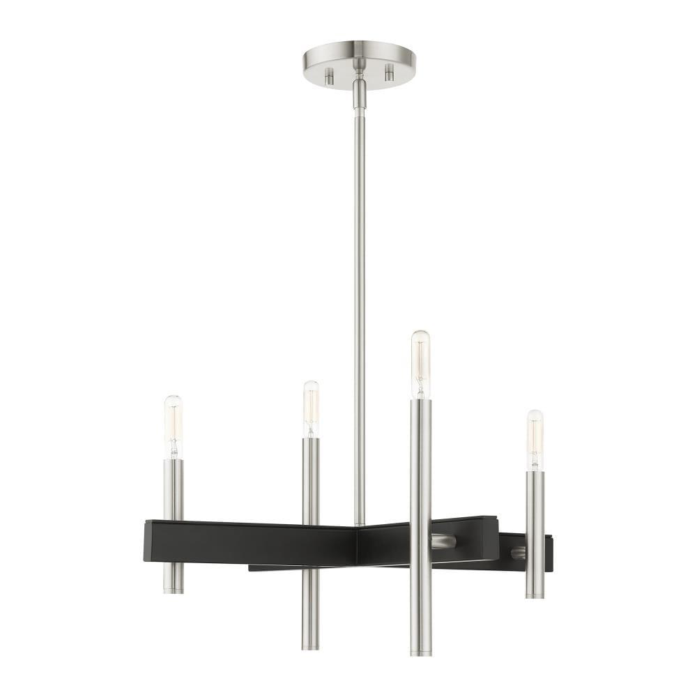 Scandinavian Skyline Mini 4-Light Brushed Nickel Candle Chandelier