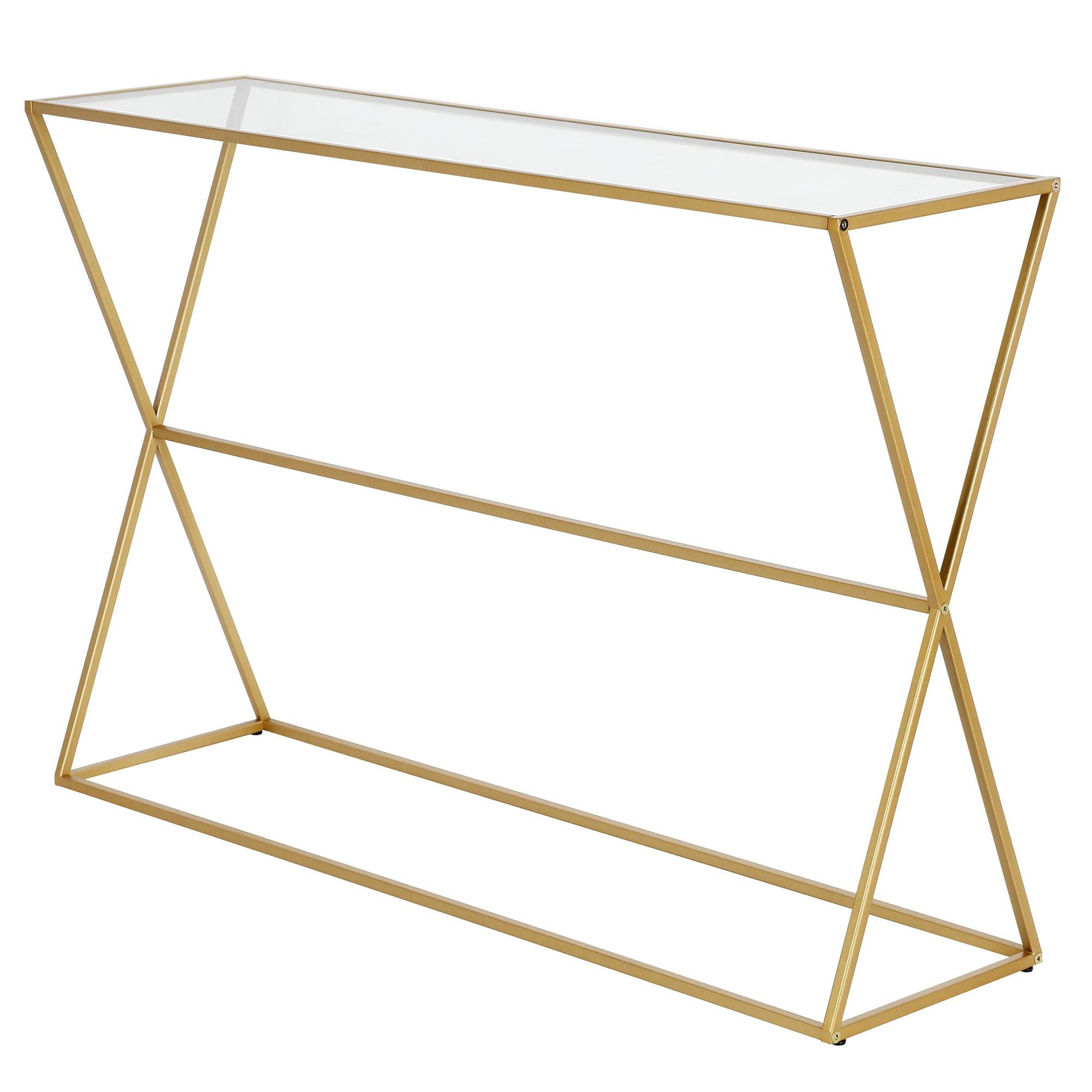 Evelyn&Zoe Sabrina 45" Wide Rectangular Console Table, Brass