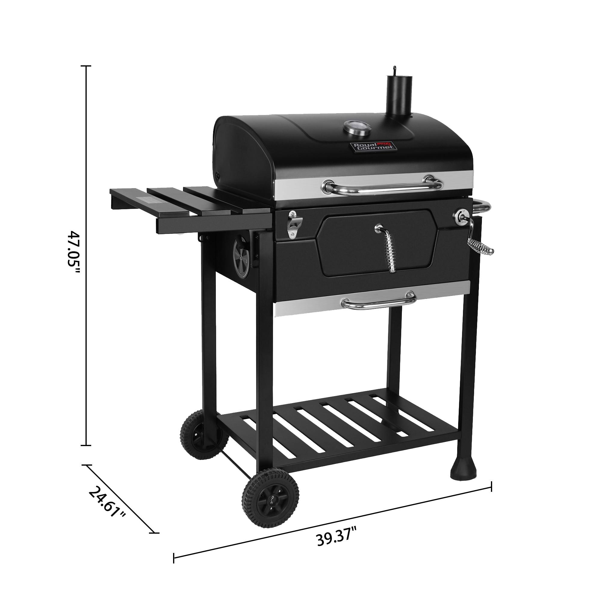 Royal Gourmet 24" Barrel Charcoal Grill with Side Table