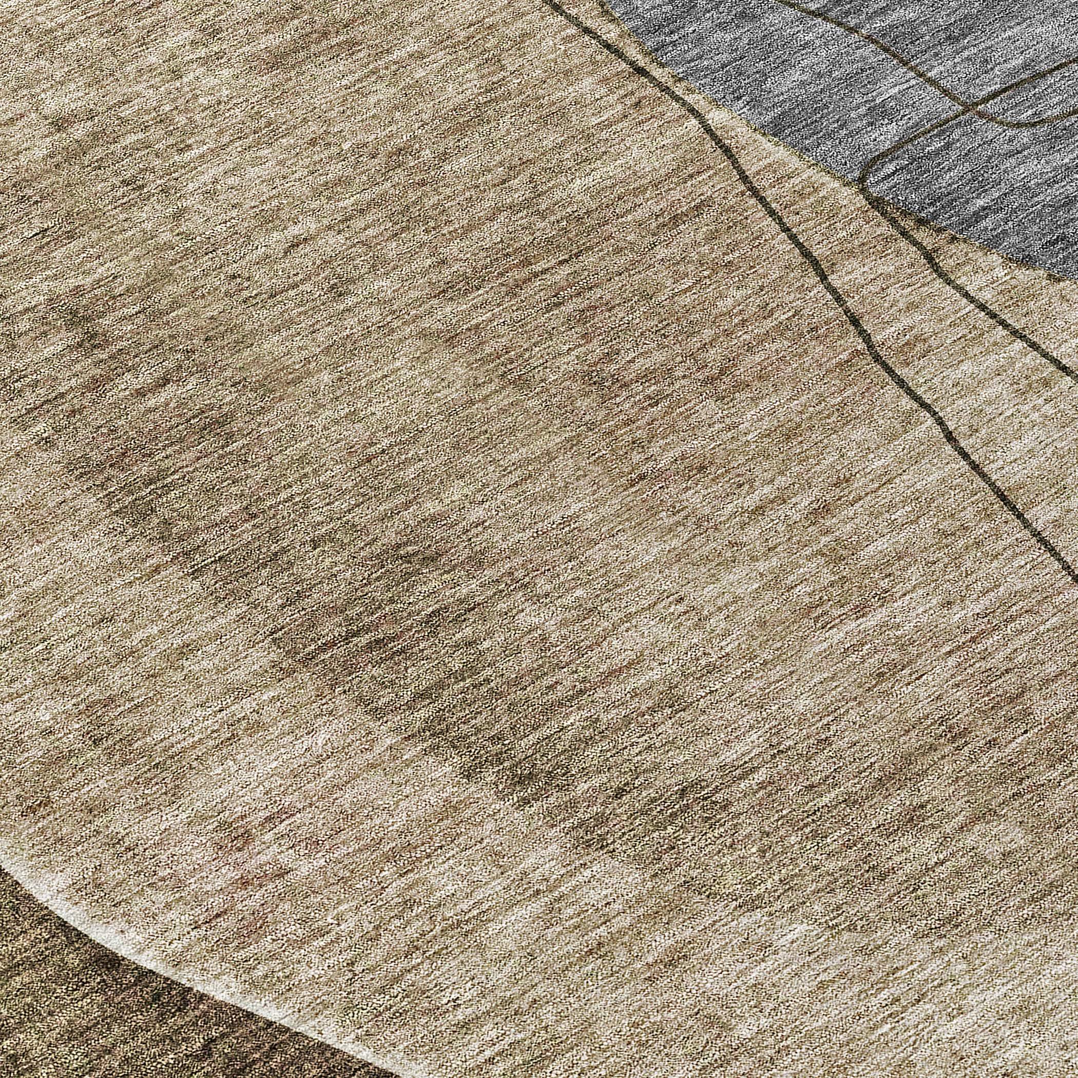 Brown and Gray Synthetic Flat Woven Rectangular Rug 5' x 7'